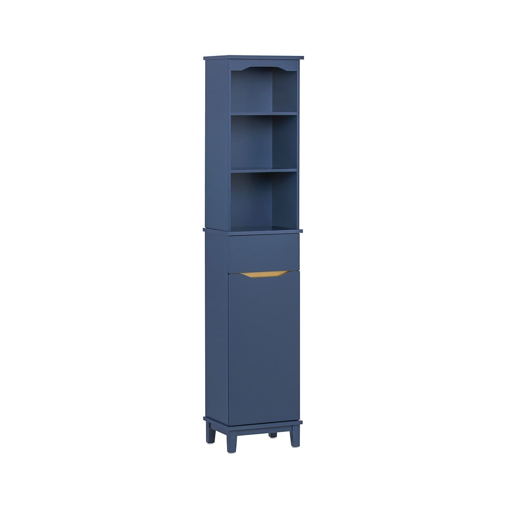 SoBuy Badezimmer-Hochschrank mit 1 Schublade Blau 35x30x170cm Modern 