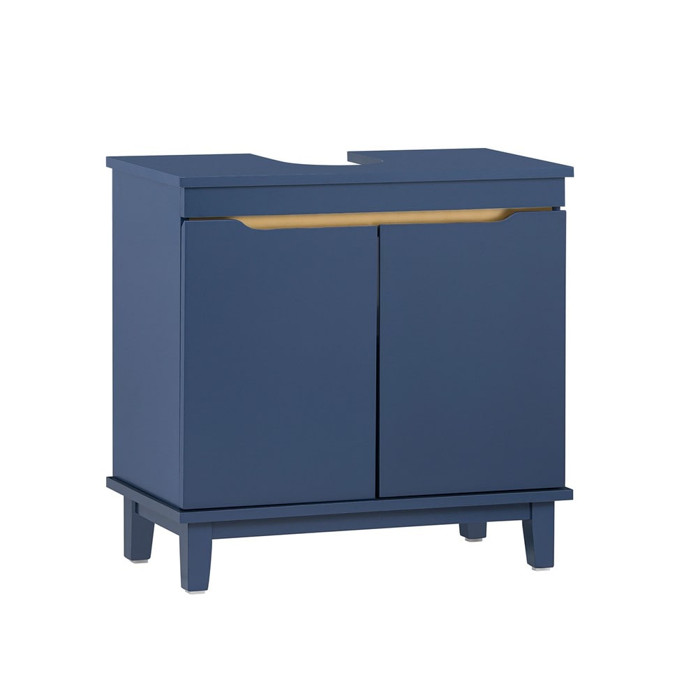 SoBuy Waschbeckenunterschrank mit 1 T&uuml;r Blau 60x30x58cm Modern 