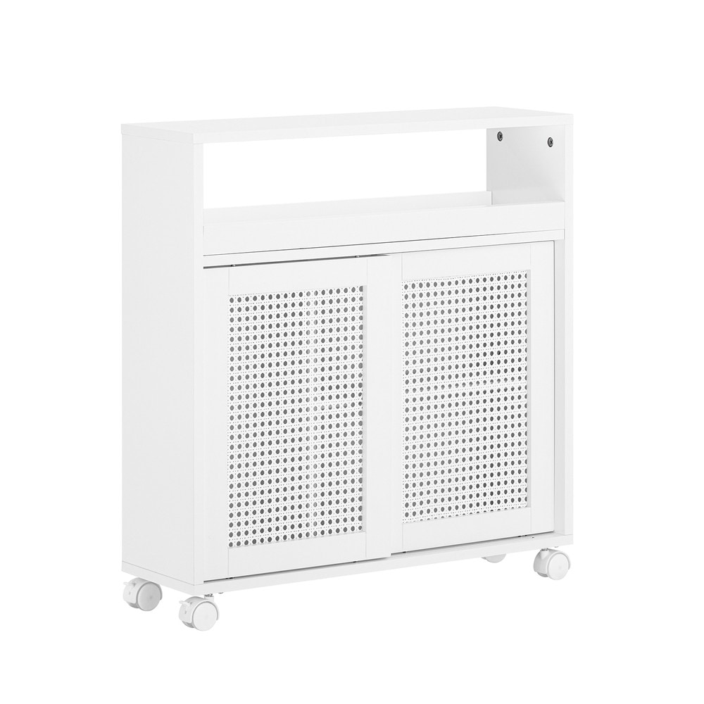 SoBuy Toilettenschrank Mit Toilettenpapierhalter Und 1 T&uuml;r Wei&szlig; 65x20x70cm Funktional 