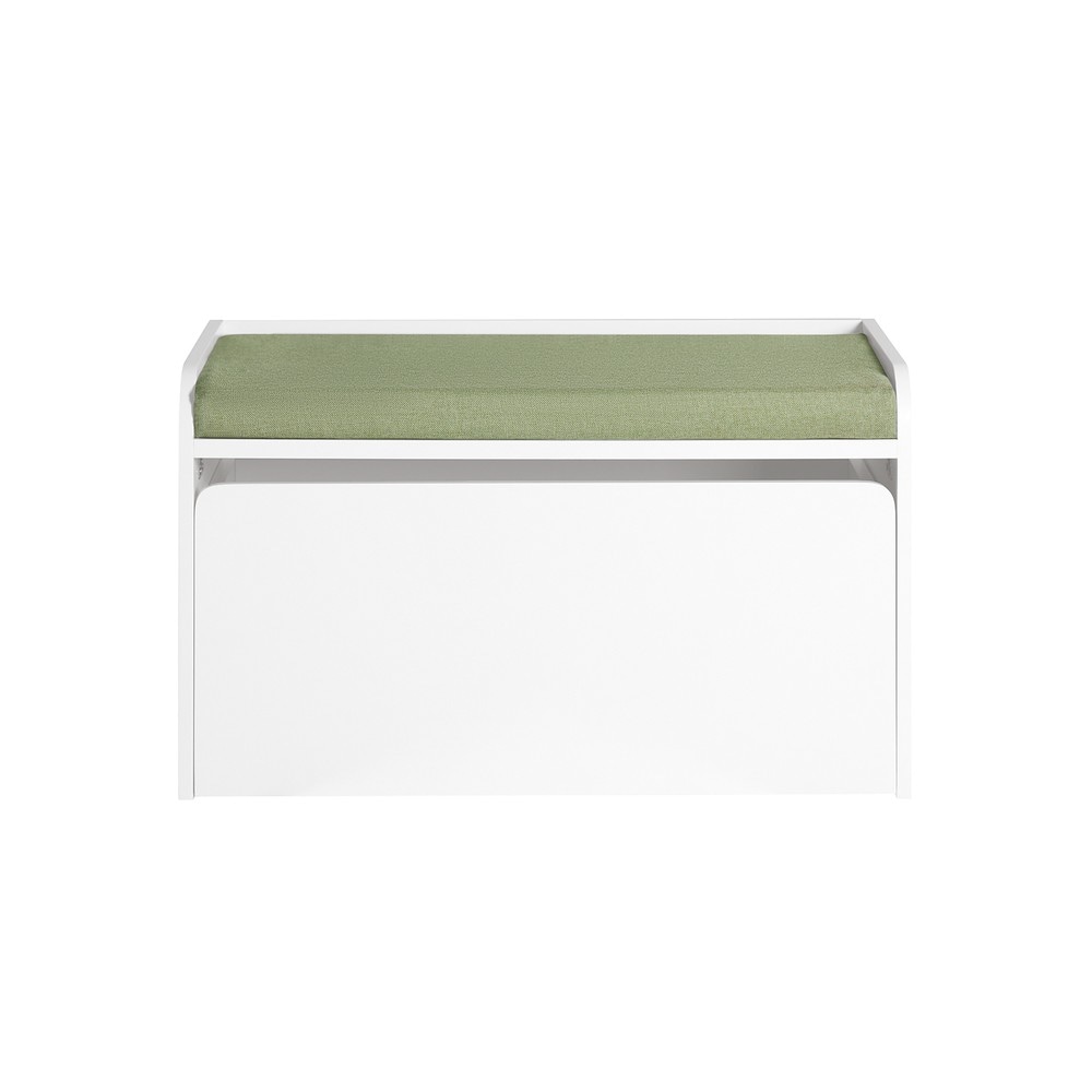 SoBuy Spielzeugkiste mit Sitzkissen Wei&szlig; 60x34x35cm Funktional 