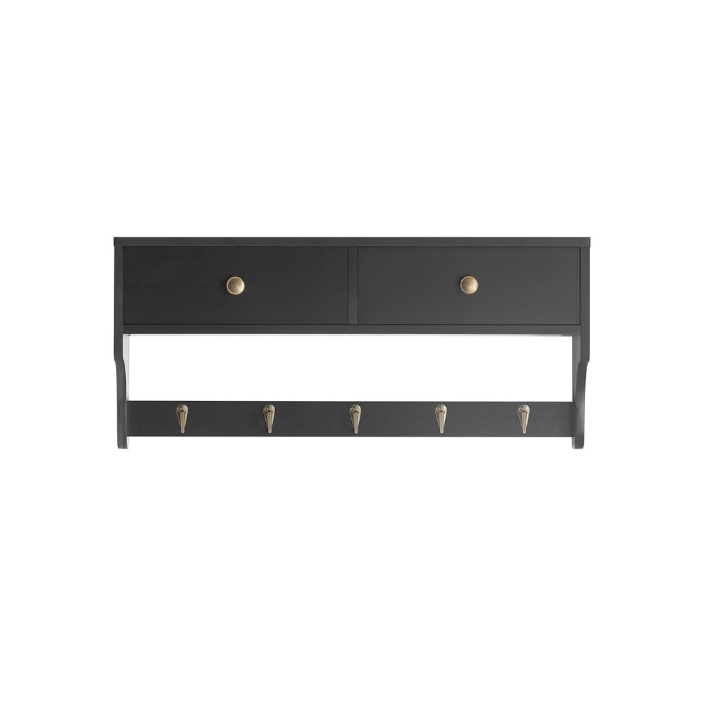 SoBuy Wandgarderobe mit 1 Ablage Schwarz 60x14,5x27cm Modern 