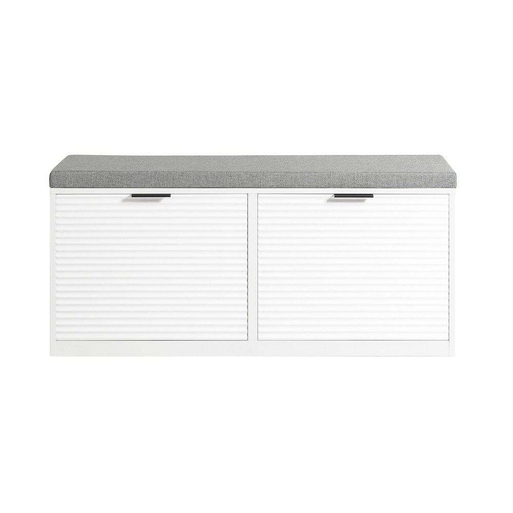 SoBuy Schuhbank mit 2 T&uuml;ren Wei&szlig; 105x35x48cm Modern 