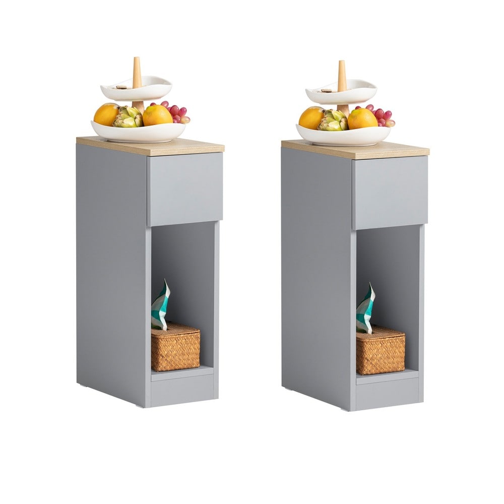 SoBuy Nachttisch-Set 2er mit 1 Schublade Hellgrau 20x35x60cm Modern 