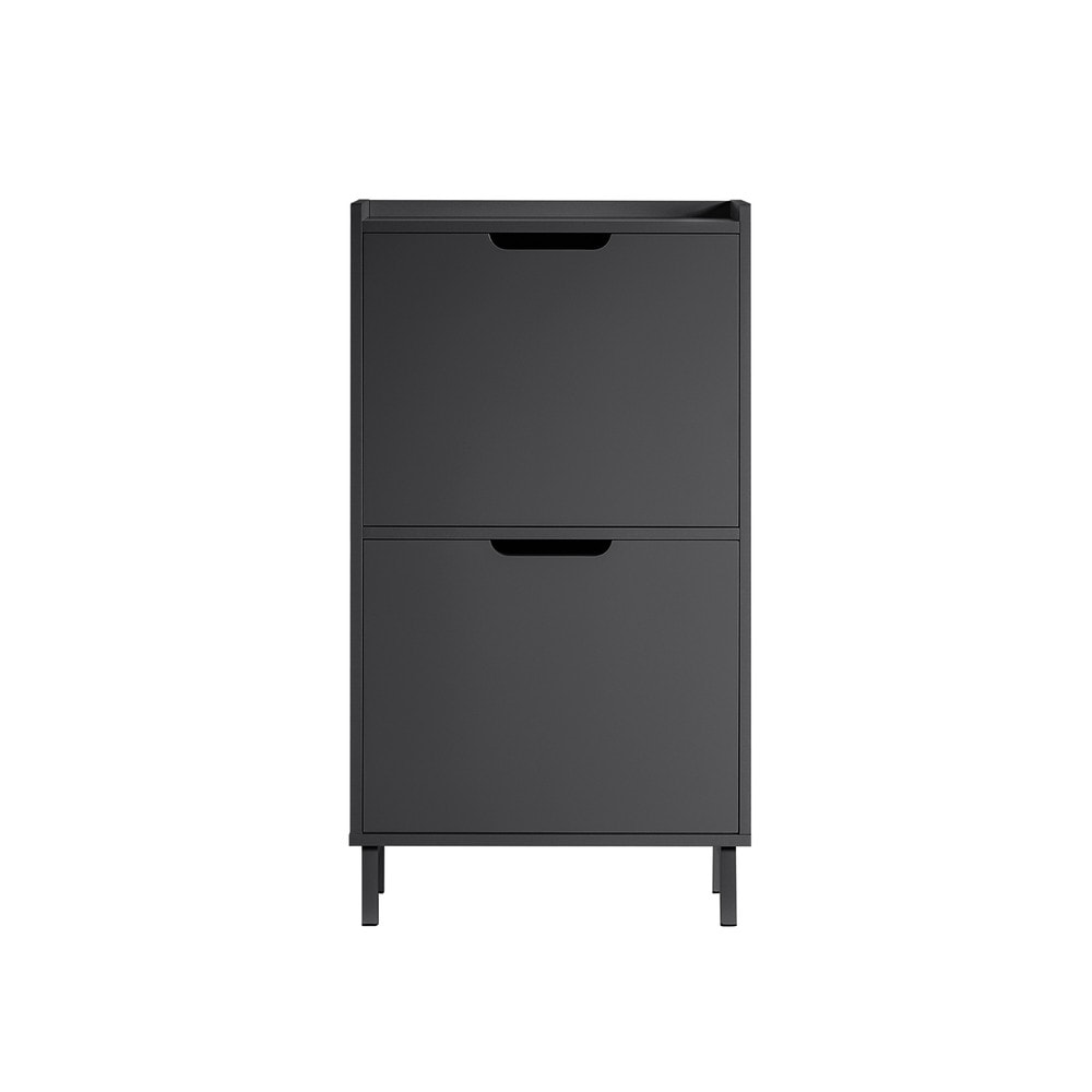 SoBuy Schuhschrank mit 4 T&uuml;ren Schwarz 50,3x17x90,5cm Modern 