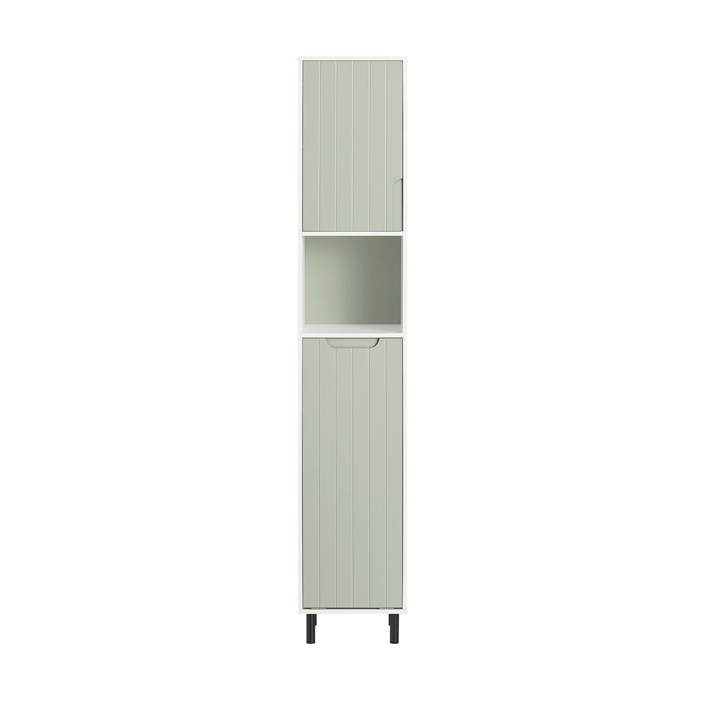 SoBuy Badezimmer-Hochschrank mit 2 T&uuml;ren Gr&uuml;n 31x30x167cm Funktional 