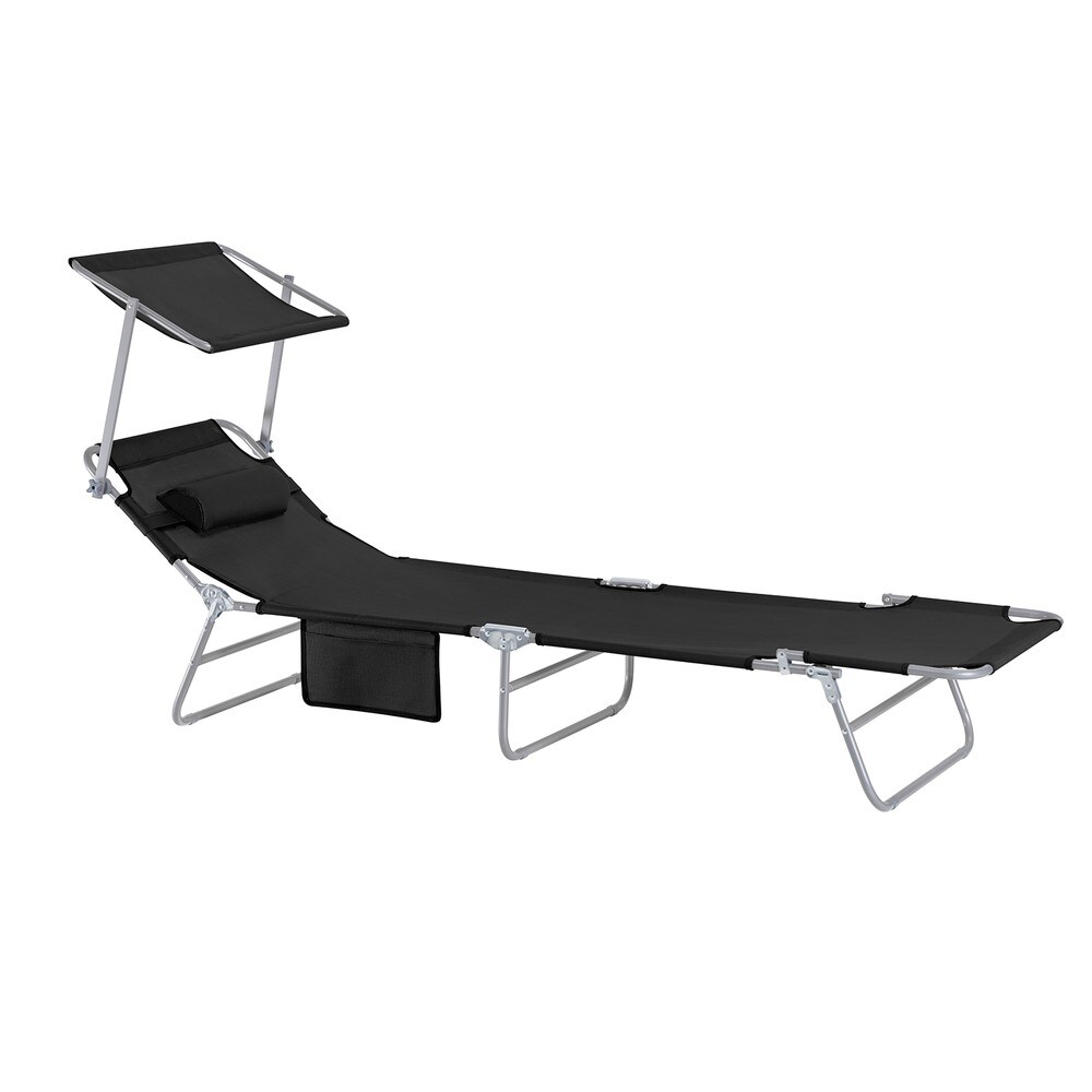 Klappbares Sonnenliegen-Set für 2 Personen Schwarz 195x63x90cm Industriell