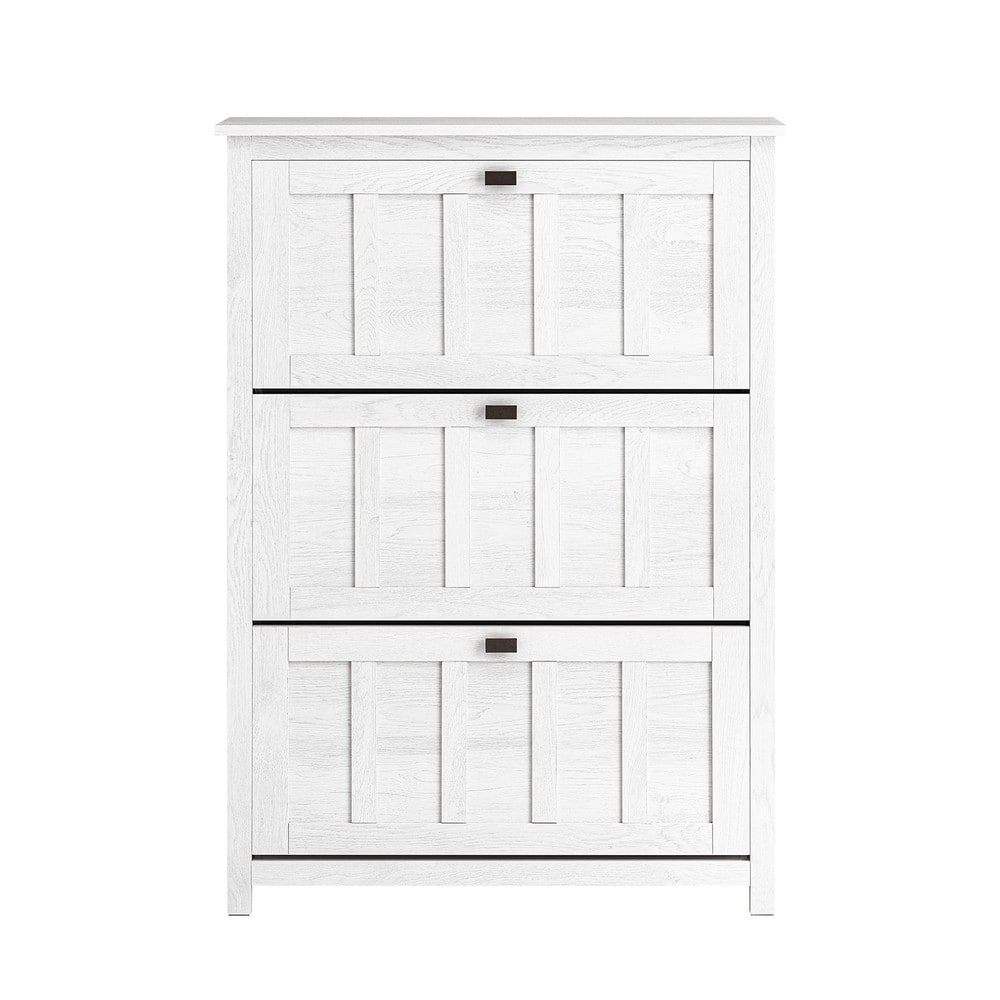 SoBuy Schuhschrank mit 3 T&uuml;ren Wei&szlig; 80x30x111cm Modern 