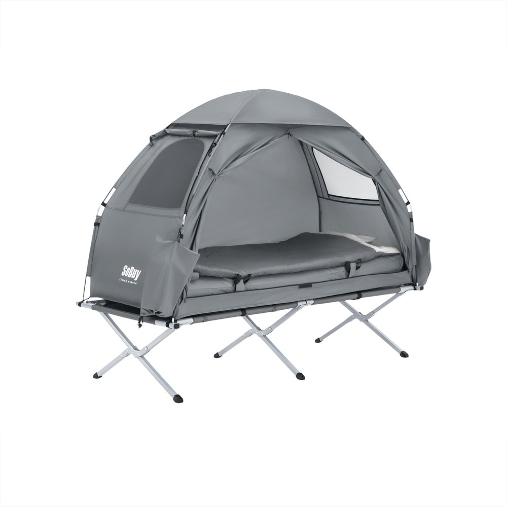 SoBuy Campingzelt mit 1 T&uuml;r Hellgrau Funktional 
