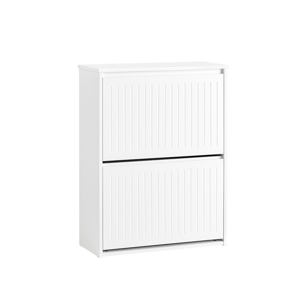 SoBuy Schuhschrank mit 2 T&uuml;ren Wei&szlig; 61x26x81cm Modern 