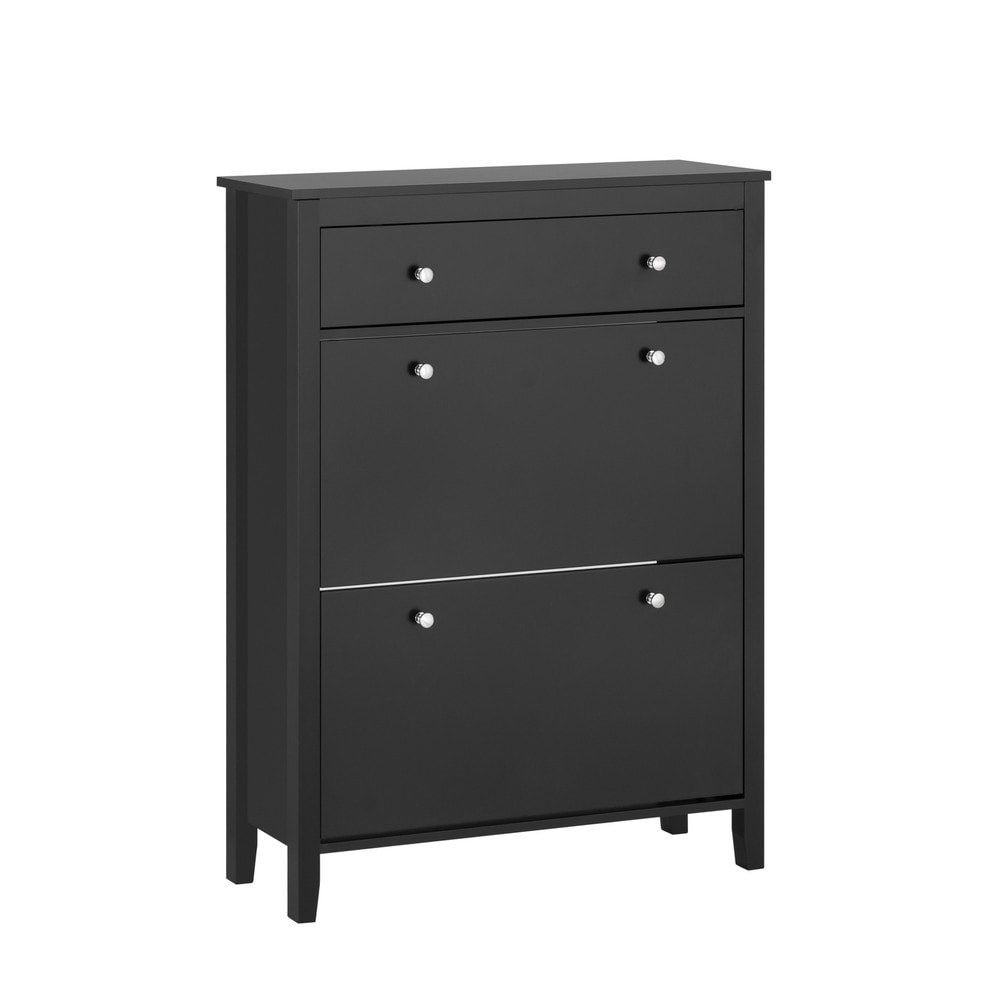 SoBuy Schuhschrank mit 1 Schublade Schwarz 80x25x108cm Nordisch 