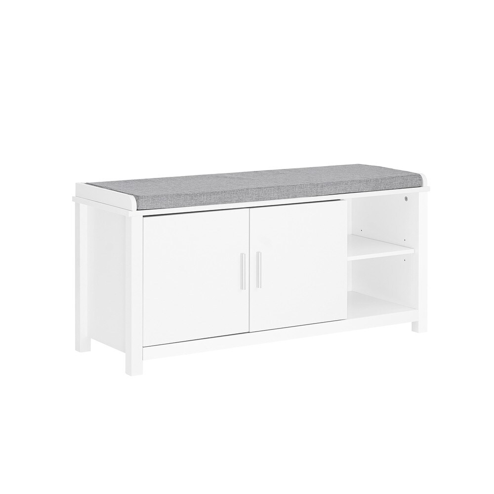 SoBuy Schuhbank mit 2 T&uuml;ren Wei&szlig; 105x35x50cm Klassisch 