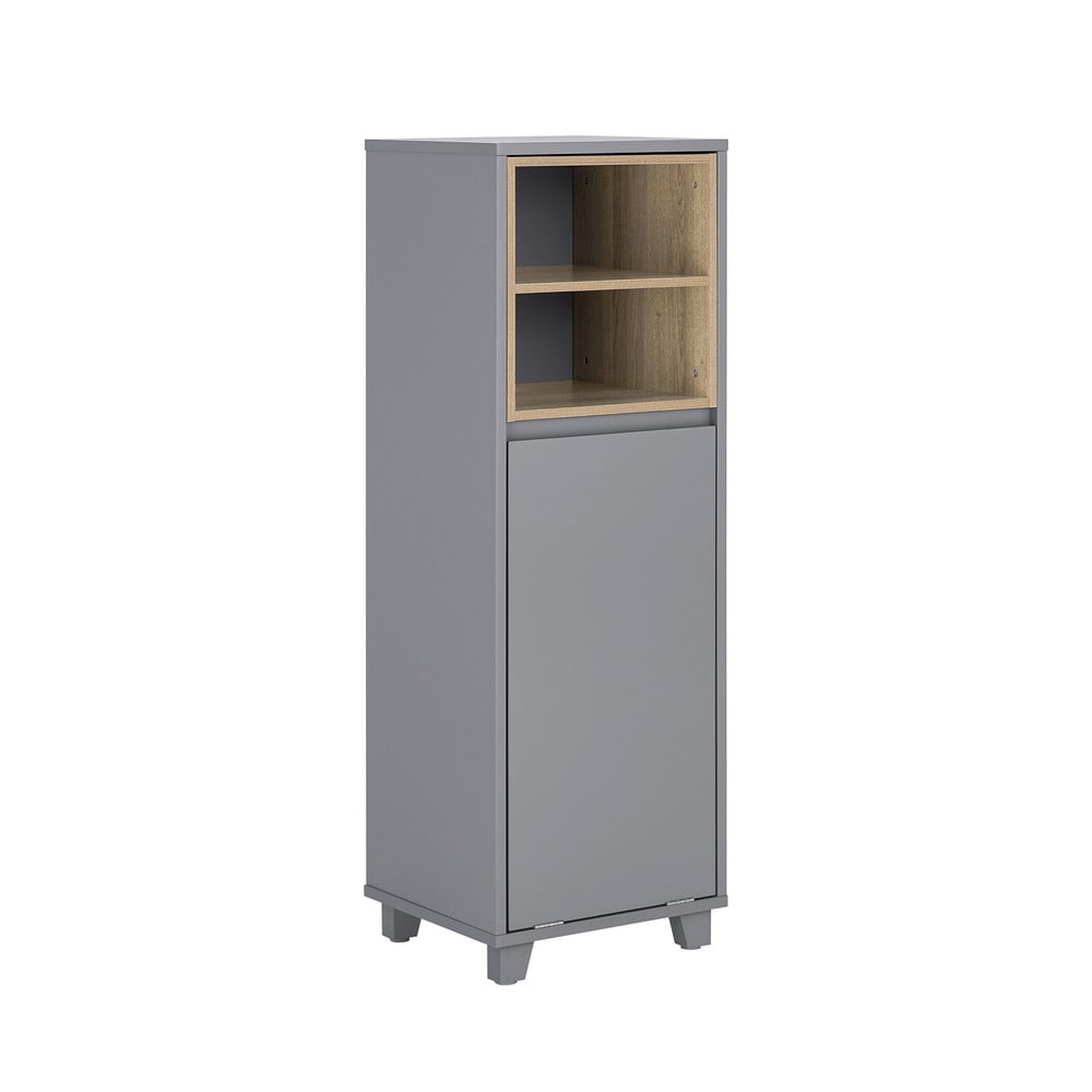 SoBuy Badezimmerschrank mit 2 Regalb&ouml;den Dunkelgrau 35x30x105cm Modern 