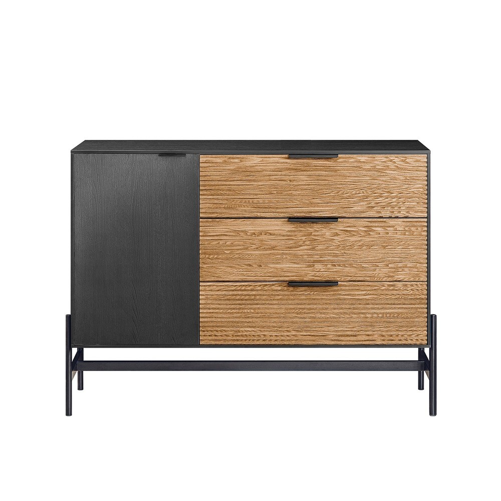 SoBuy Sideboard mit 3 Schubladen Schwarz 113x40x82,5cm Vintage 