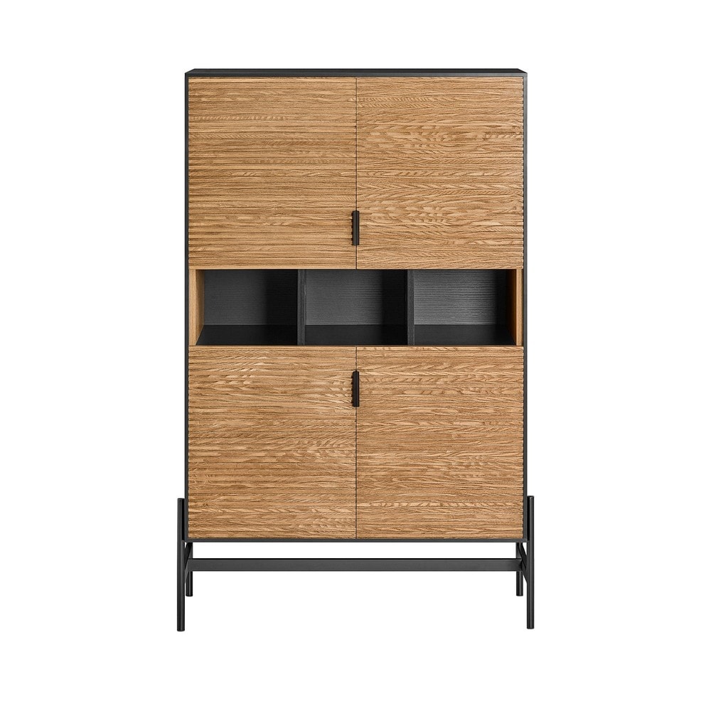 SoBuy Sideboard mit 1 T&uuml;r Schwarz 83x40x132cm Vintage 