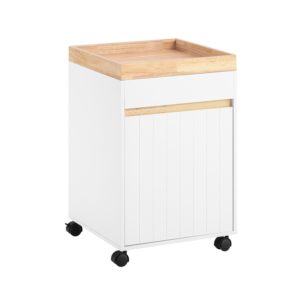 SoBuy Schubladenschrank f&uuml;rs B&uuml;ro mit 1 T&uuml;r Wei&szlig; 40x40x63,5cm Funktional 