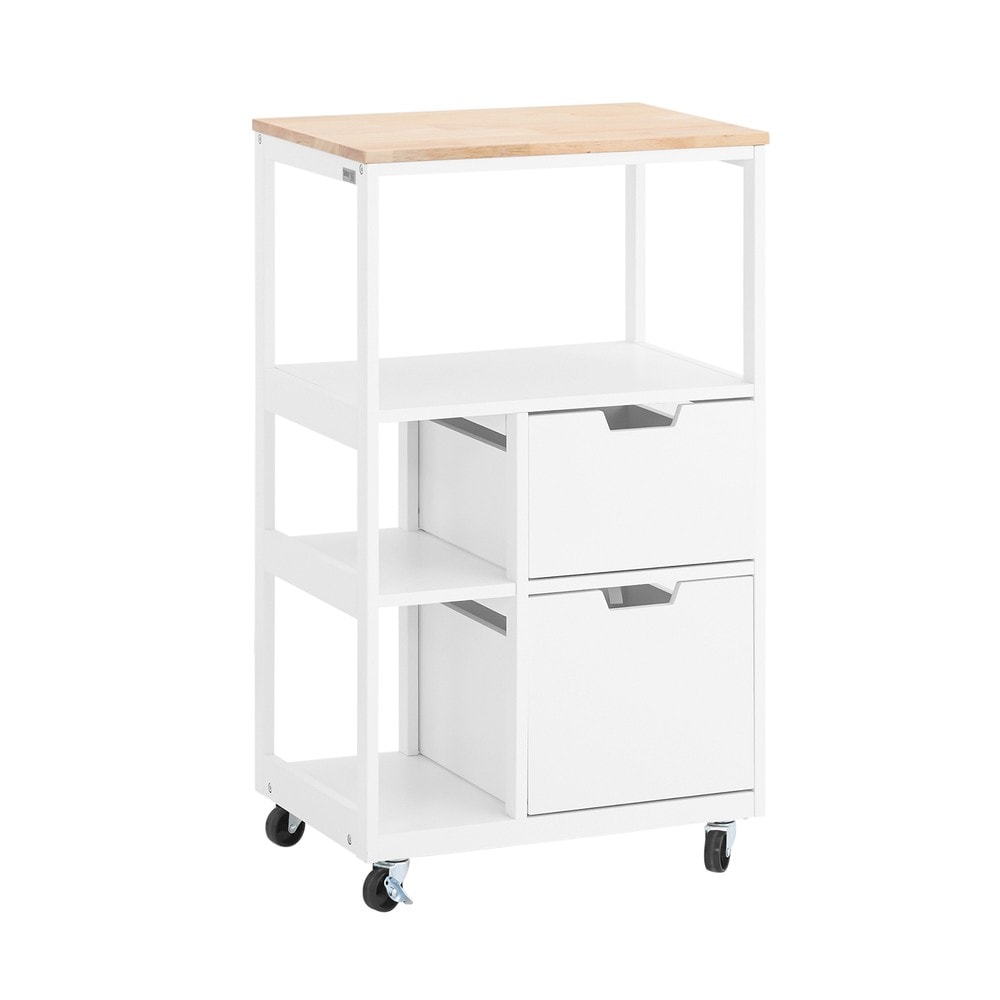 SoBuy K&uuml;chenwagen mit 2 Schubladen Holzfarbe 53x37x89,5cm Industriell 