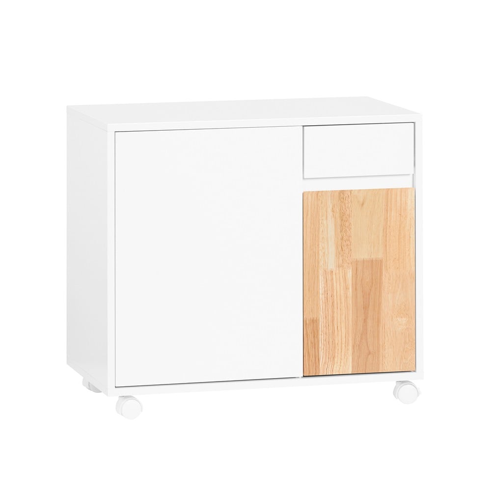 SoBuy Schubladenschrank f&uuml;rs B&uuml;ro mit 1 Schublade Holzfarbe 65x35x58cm Modern 