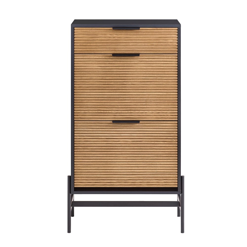 Sobuy hfsr03-sch meuble à chaussures, meuble d'entrée, meuble de rangement à chaussures, commode à chaussures avec 1 tiroirs et 2 abattants pour entrée, couloir et salon, l64xp40xh115 cm