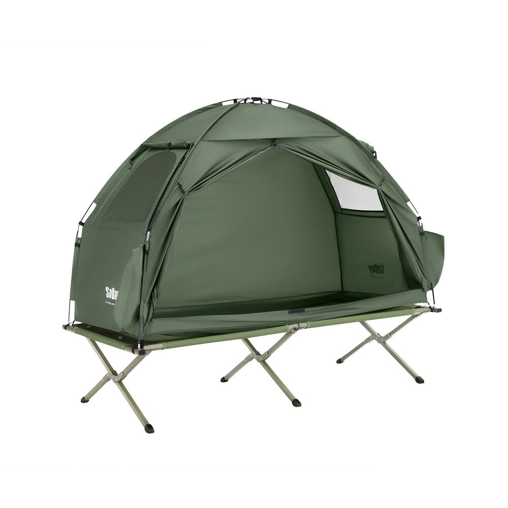 SoBuy OGS32-II tente de camping tente simple avec crochet pour lampe et sacs de rangement pour chaussures tente 3 en 1 1 pour 1 personne vert pratique