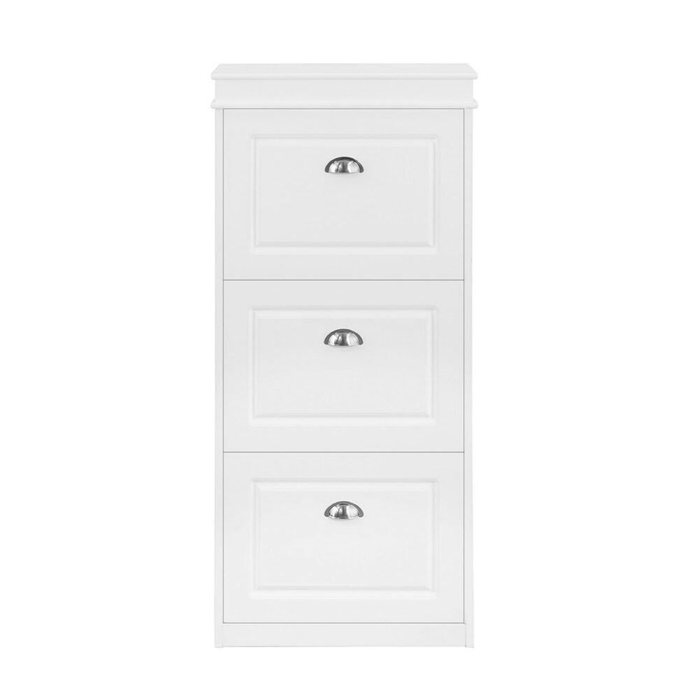 SoBuy Schuhschrank mit 3 T&uuml;ren Wei&szlig; 53,01x24x116,99cm Modern 