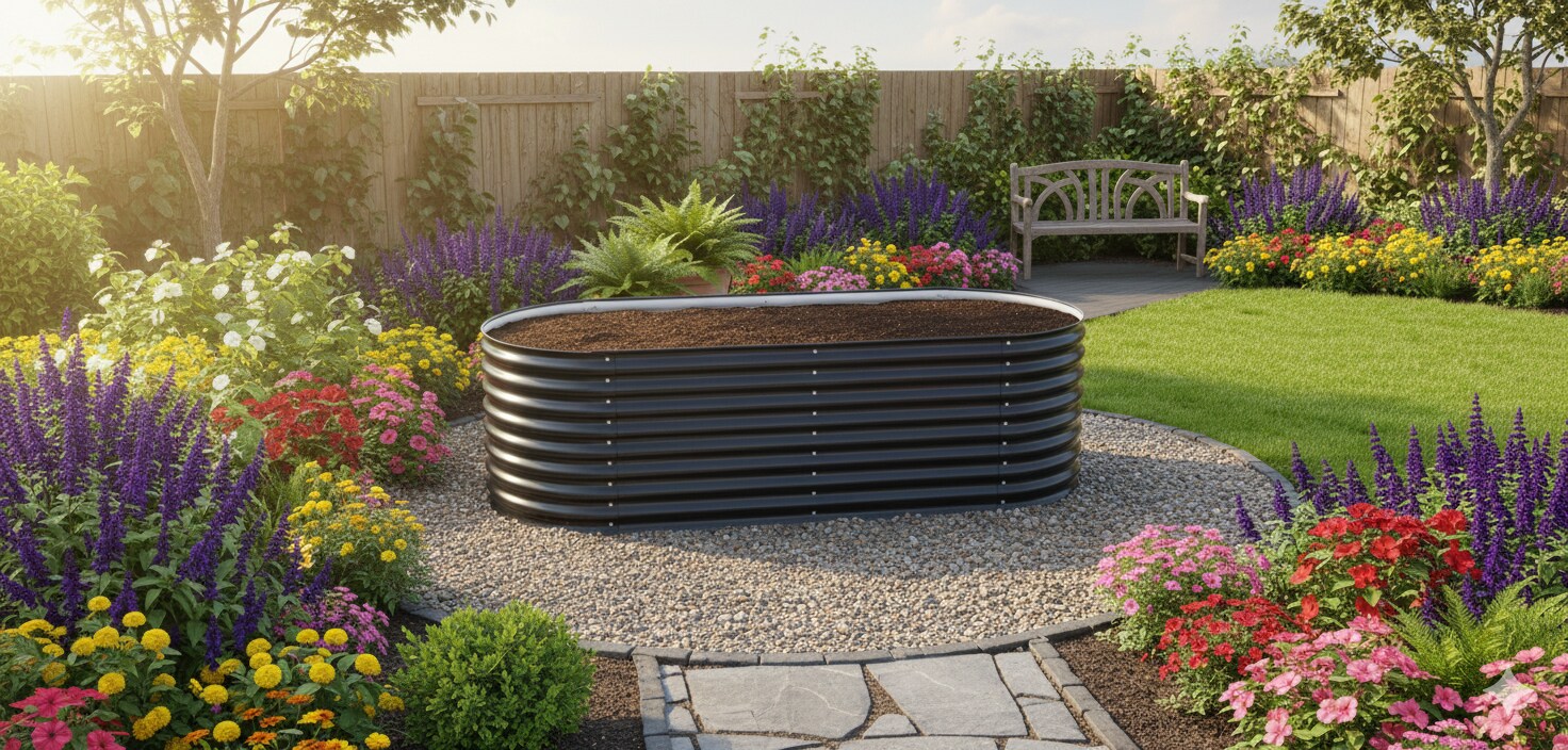 Hochbeet Stahl Oval - M - 240(L) x 80(W) x 80 (H) - Anthrazit
