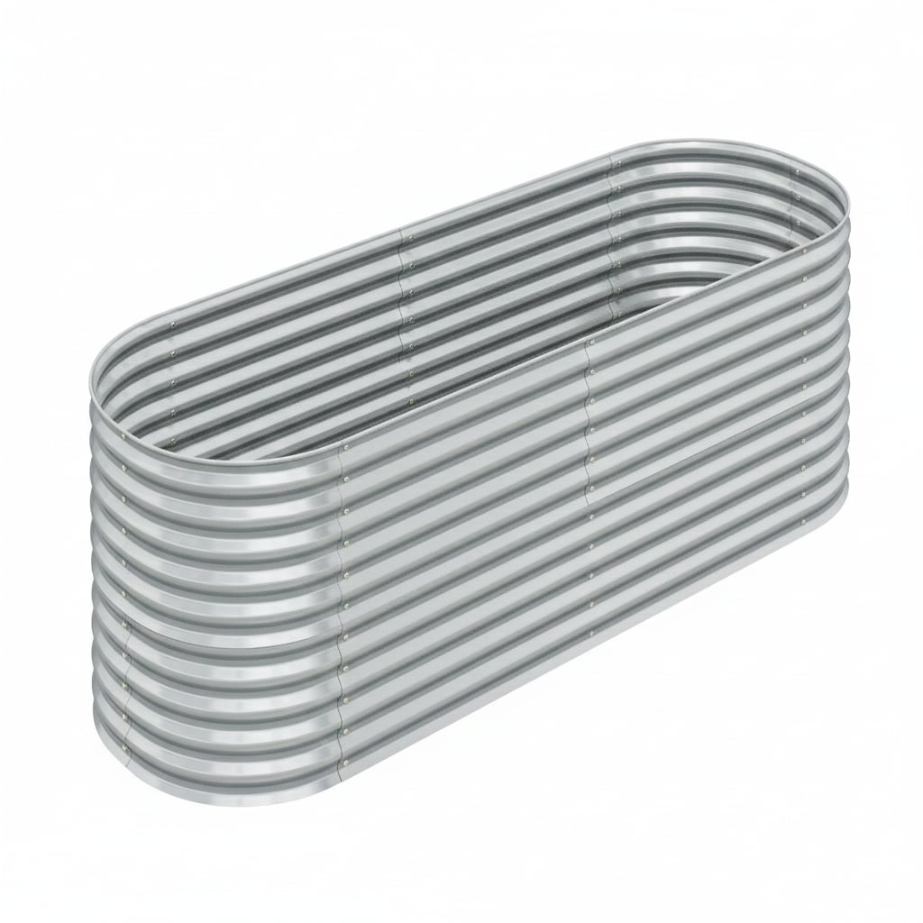 Hochbeet Stahl Oval - M - 240(L) x 80(W) x 80 (H) - Silber 