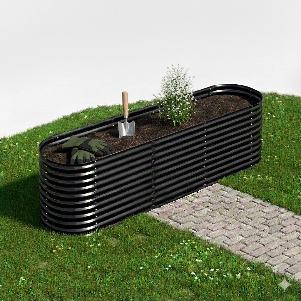 Hochbeet Stahl Oval - L - 320(L) x 80(W) x 80 (H) - Anthrazit