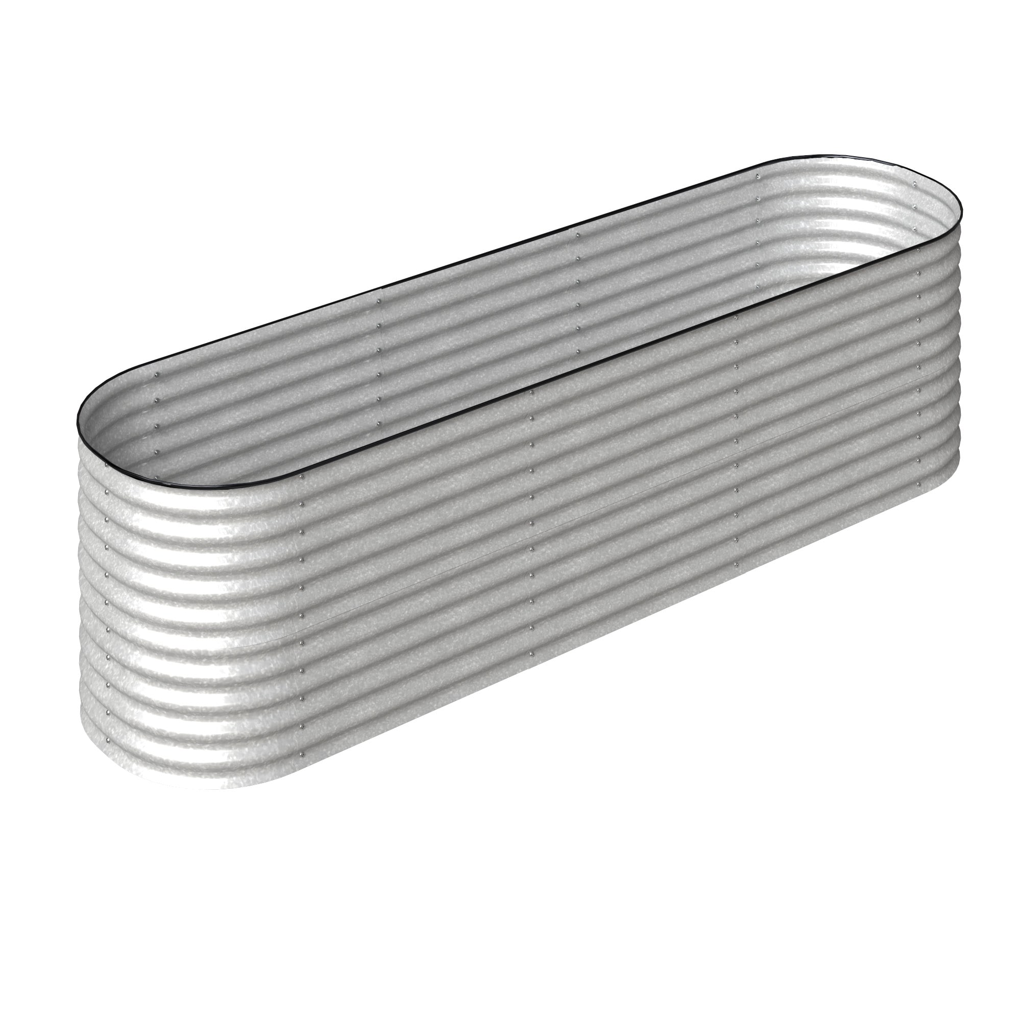 Hochbeet Stahl Oval - L - 320(L) x 80(W) x 80 (H) - Silber 