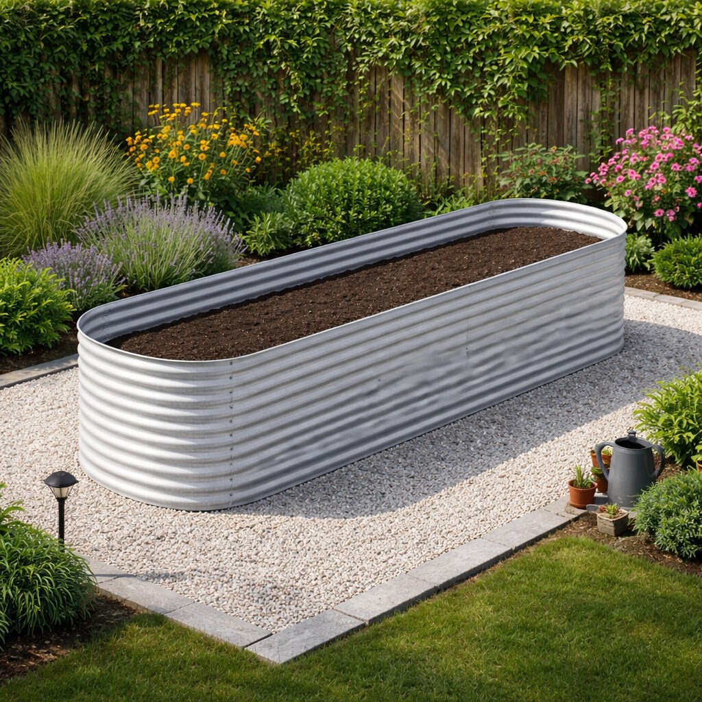 Hochbeet Stahl Oval - L - 320(L) x 80(W) x 80 (H) - Silber