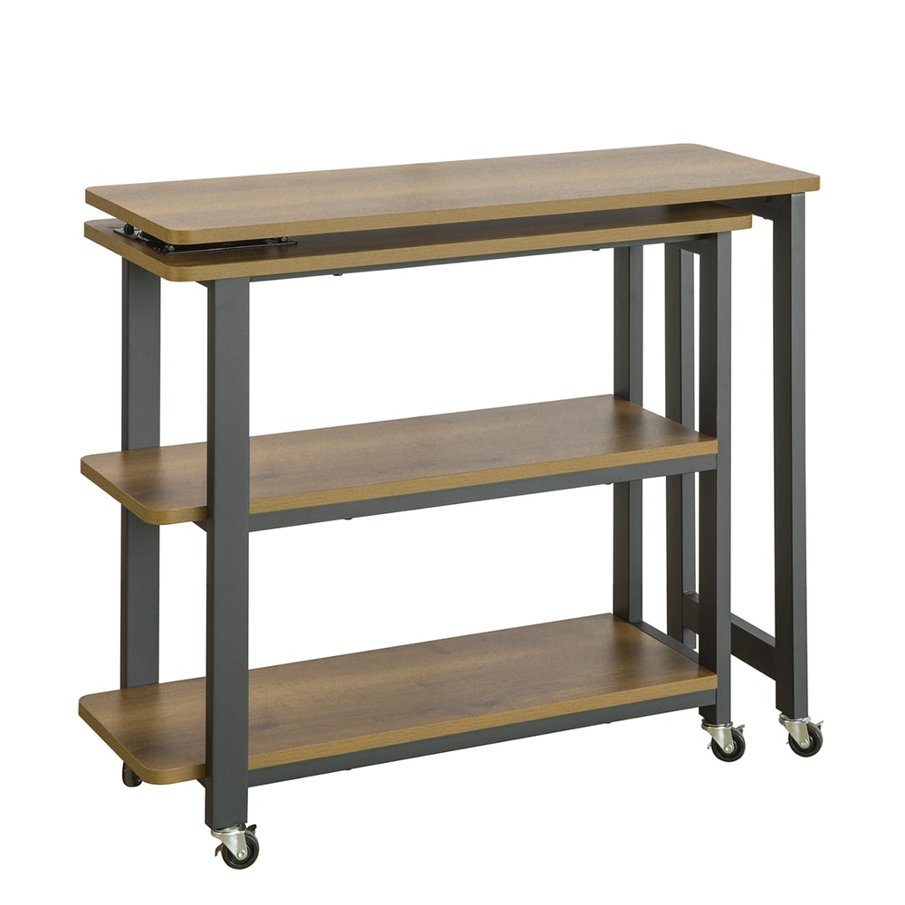 SoBuy Couchtisch mit 3 Regalen Dunkelbraun 132,99x30x69,01cm Industriell 