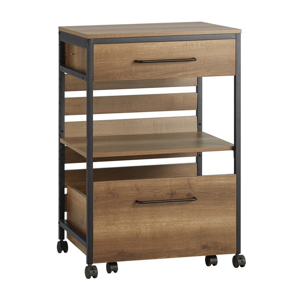 SoBuy K&uuml;chenwagen mit 2 Schubladen Dunkelbraun 45,01x59,99x89,99cm Industriell 