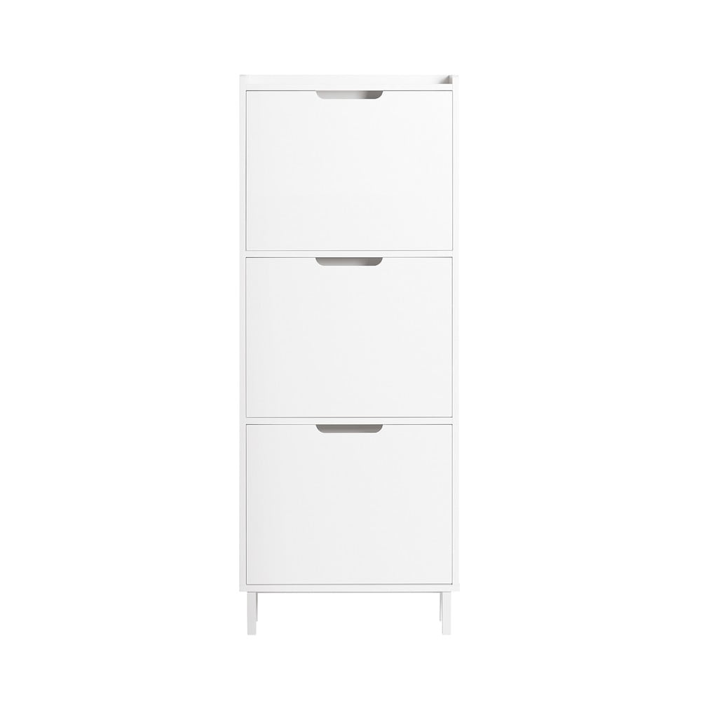 SoBuy Schuhschrank mit 4 T&uuml;ren Wei&szlig; 19x50,01x129,01cm Modern 