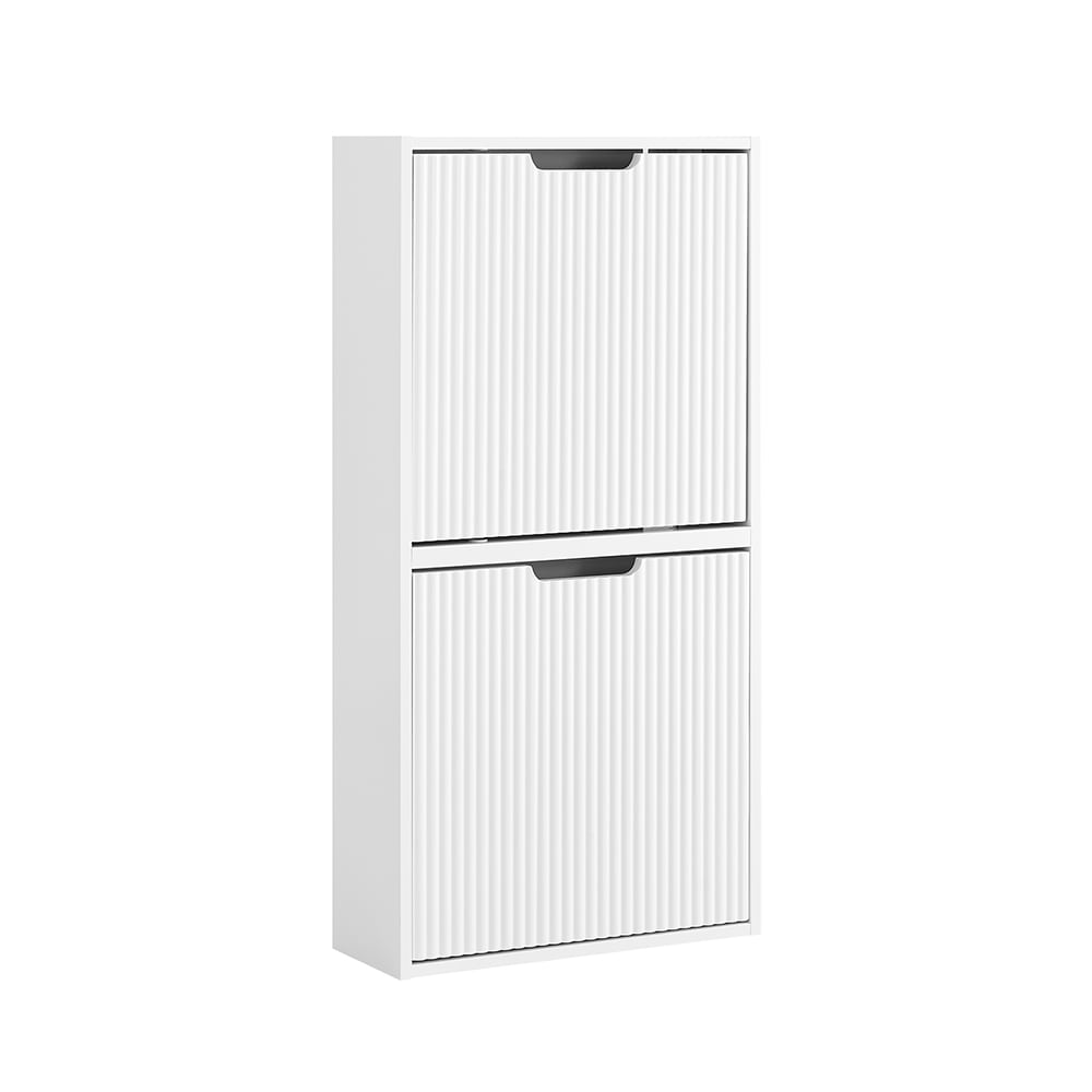 SoBuy Schuhschrank mit 2 T&uuml;ren Wei&szlig; 50x19x99,6cm Nordisch 