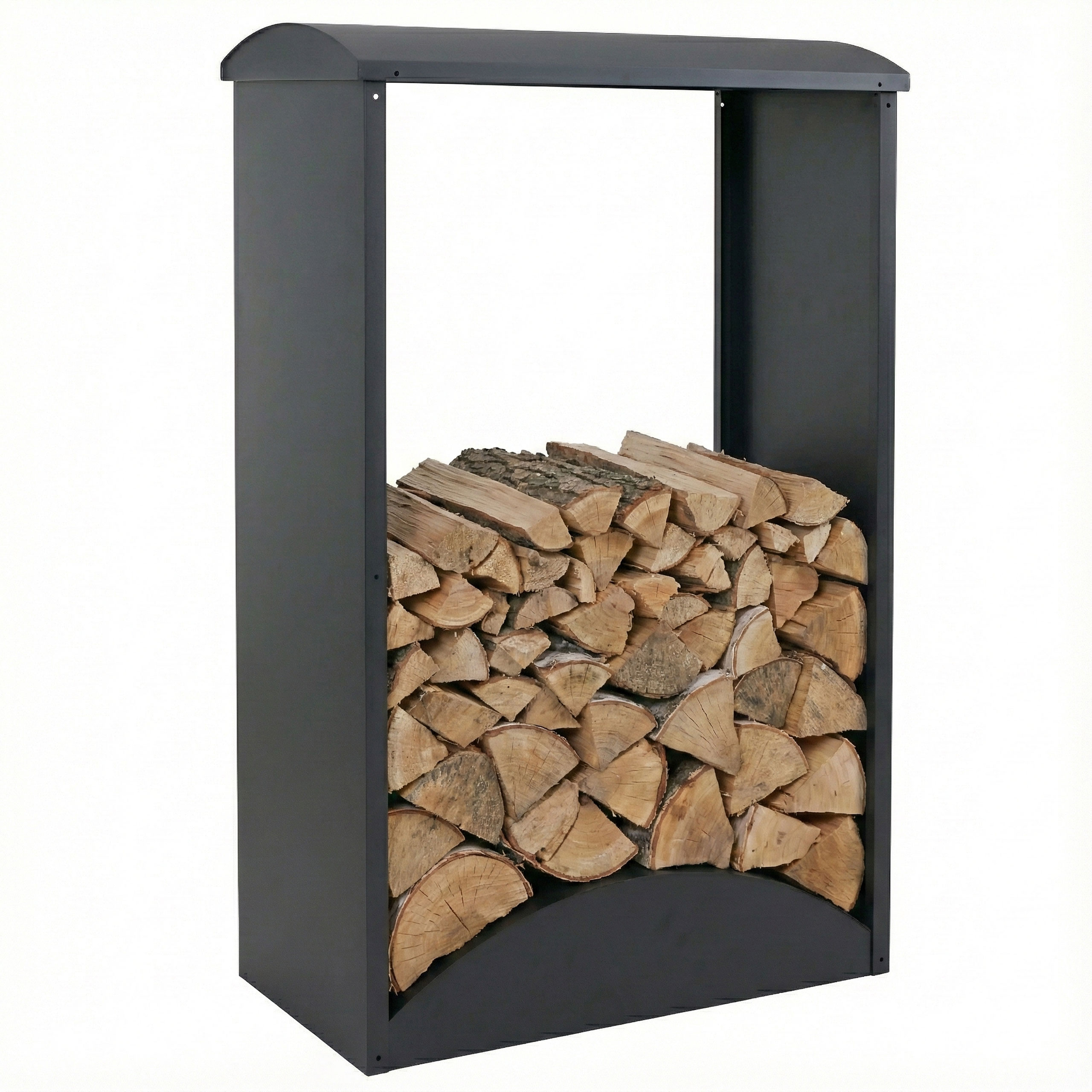 Brennholzlager MCW-P77, Kamin-/Feuerholzregal Holzlager Holzunterstand Outdoor Metall 160x98x50cm ~ anthrazit 