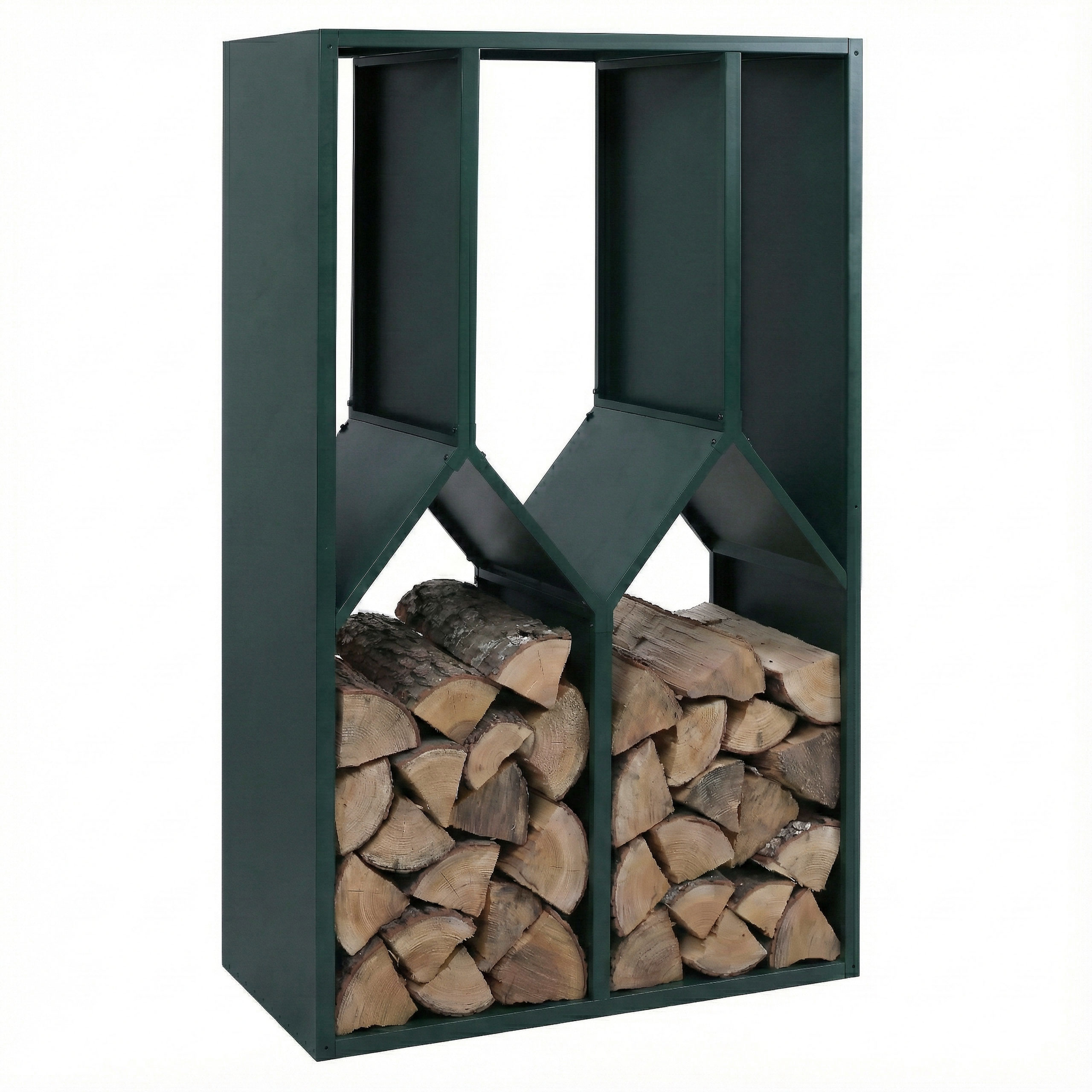 Brennholzlager MCW-P76, Kamin-/Feuerholzregal Holzlager Holzunterstand Outdoor Metall 160x95x50cm ~ gr&uuml;n 