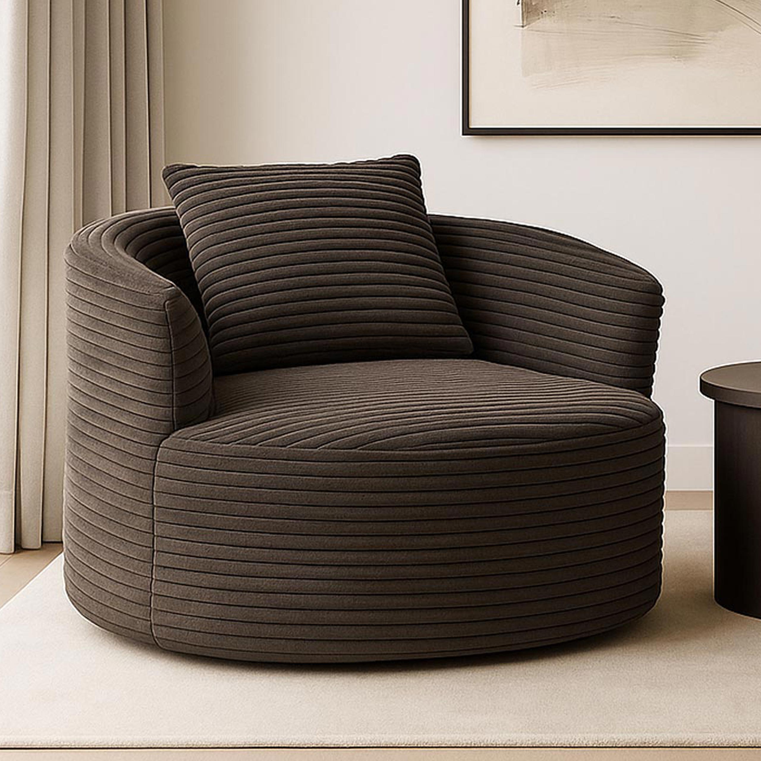 Sessel MCW-P18, Loungesessel Relaxsessel Polstersessel Cocktailsessel, Stoff/Textil Cord (370g/m&sup2;) ~ braun 