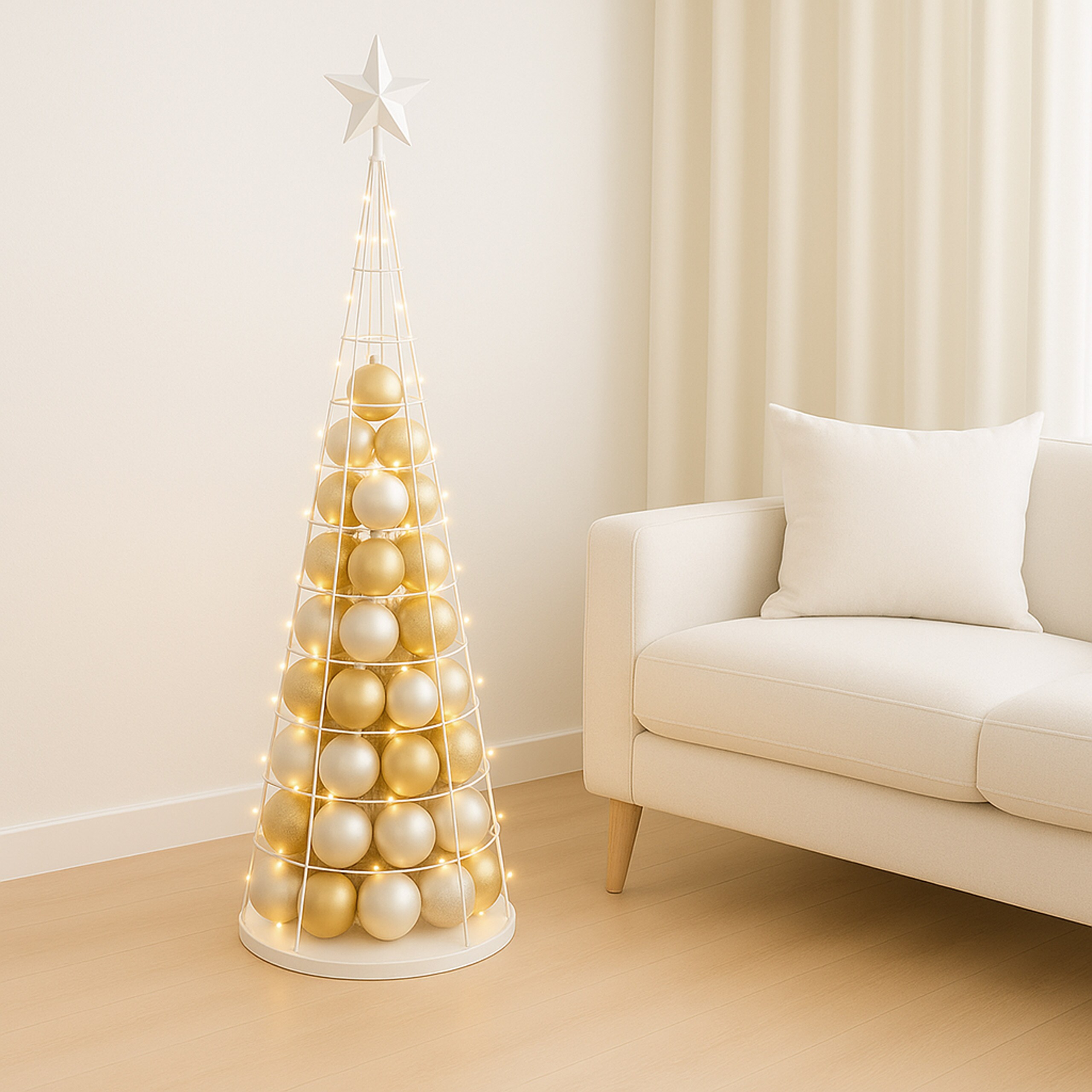 Deko-Baum MCW-O91, Weihnachtsbaum Schmuckbaum Weihnachtsdeko Christbaum zum Beschm&uuml;cken, Metall 160cm ~ wei&szlig; 