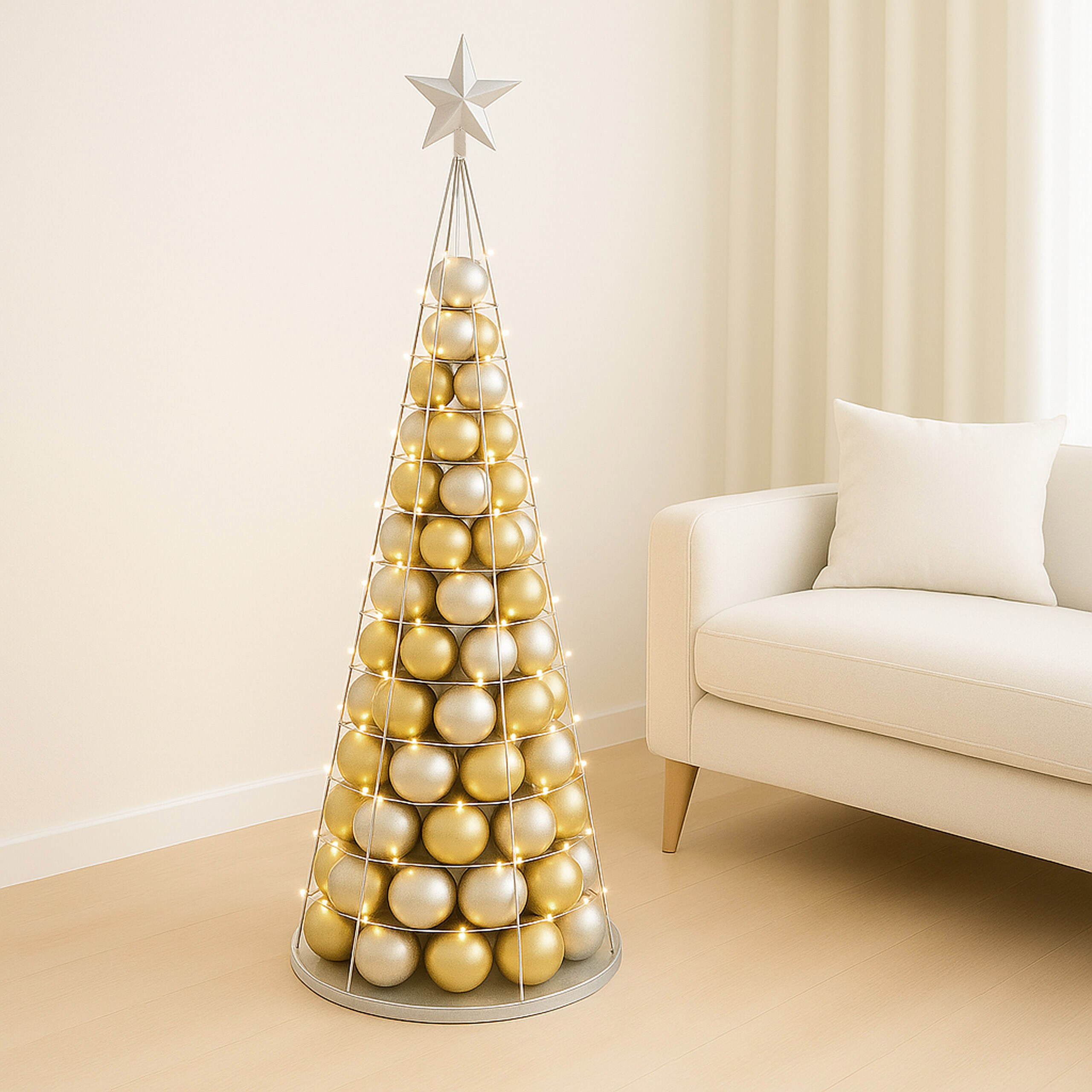 Deko-Baum MCW-O91, Weihnachtsbaum Schmuckbaum Weihnachtsdeko Christbaum zum Beschm&uuml;cken, Metall 160cm ~ silberfarben - Bild 1