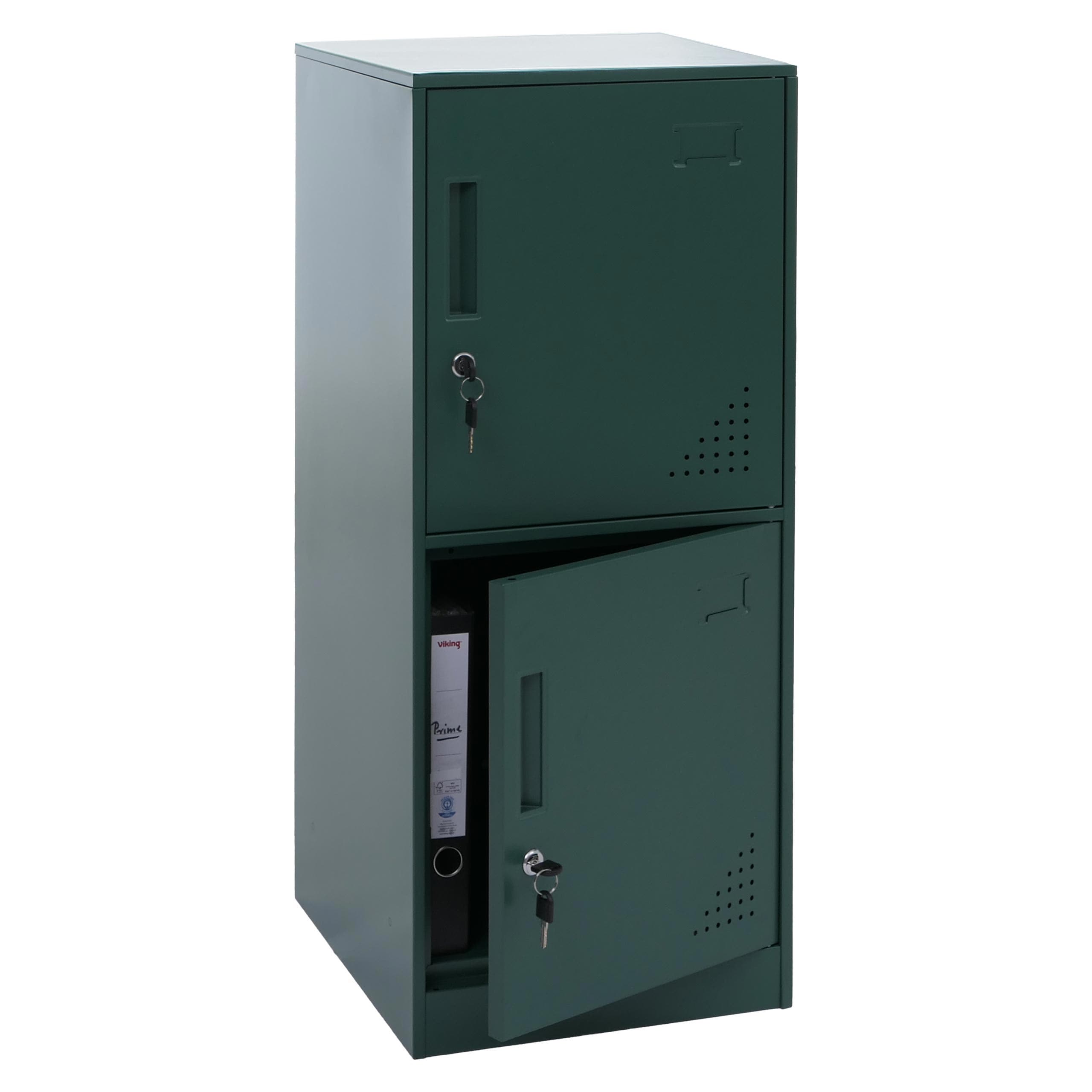 Spind MCW-P63, Schlie&szlig;fach Wertfachschrank Schlie&szlig;fachschrank 2 T&uuml;ren, 90x38x45cm Stahl ~ gr&uuml;n 