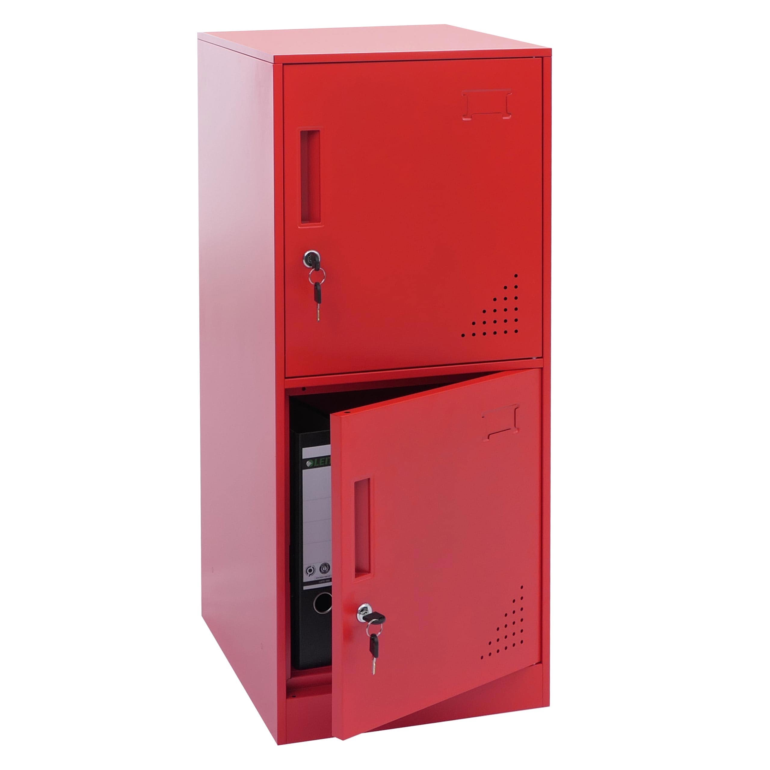 Spind MCW-P63, Schlie&szlig;fach Wertfachschrank Schlie&szlig;fachschrank 2 T&uuml;ren, 90x38x45cm Stahl ~ rot 