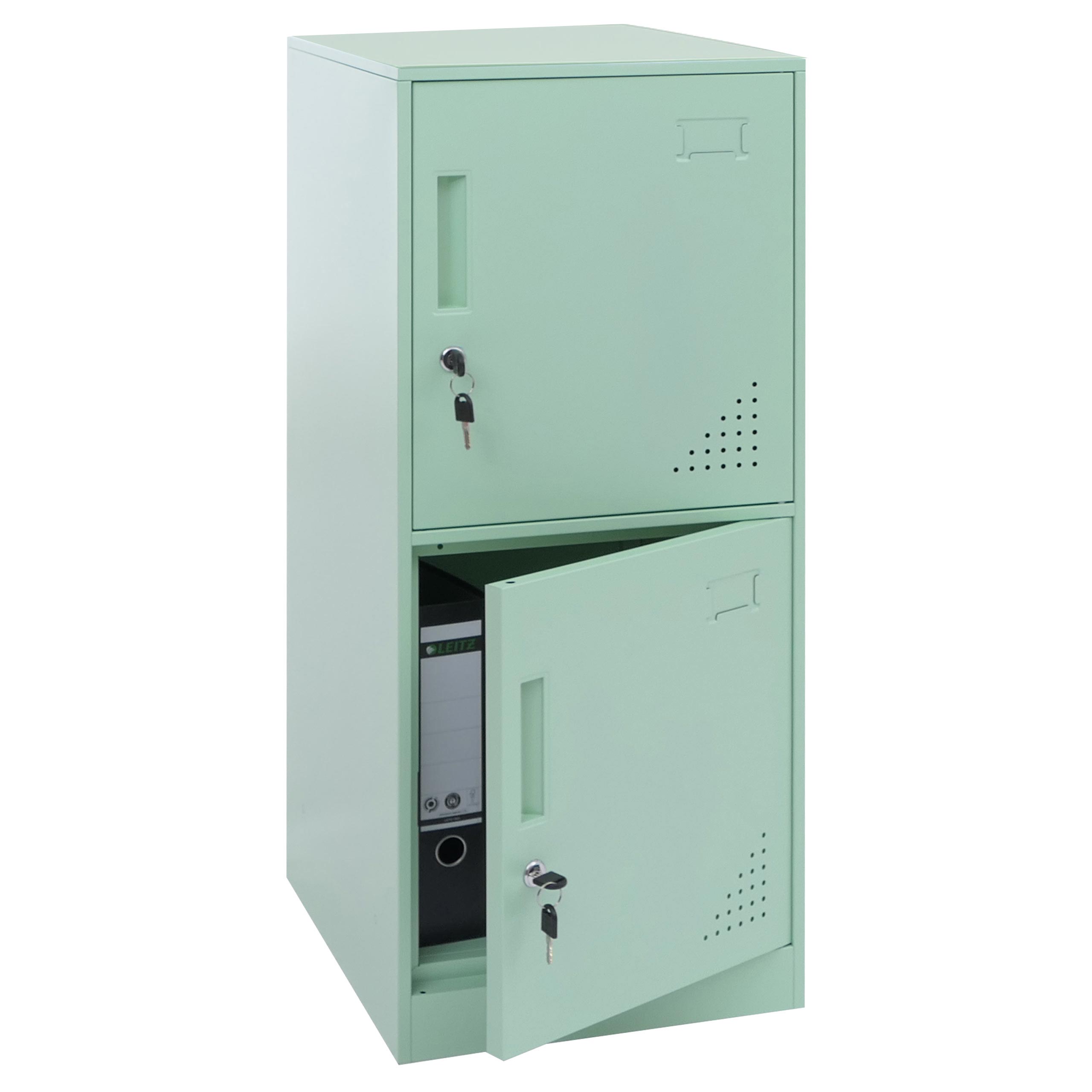 Spind MCW-P63, Schlie&szlig;fach Wertfachschrank Schlie&szlig;fachschrank 2 T&uuml;ren, 90x38x45cm Stahl ~ mintgr&uuml;n 