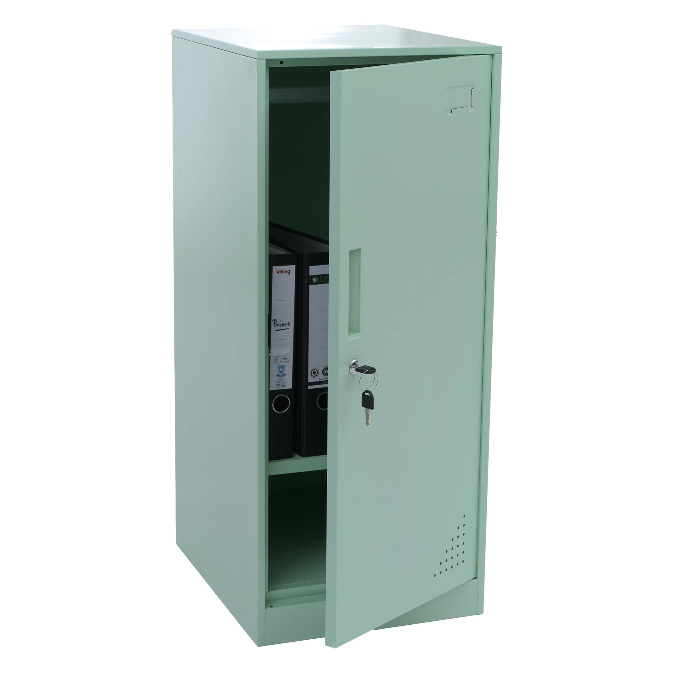 Spind MCW-P63, Schlie&szlig;fach Wertfachschrank Schlie&szlig;fachschrank T&uuml;r Kleiderstange, 90x38x45cm Stahl ~ mintgr&uuml;n 