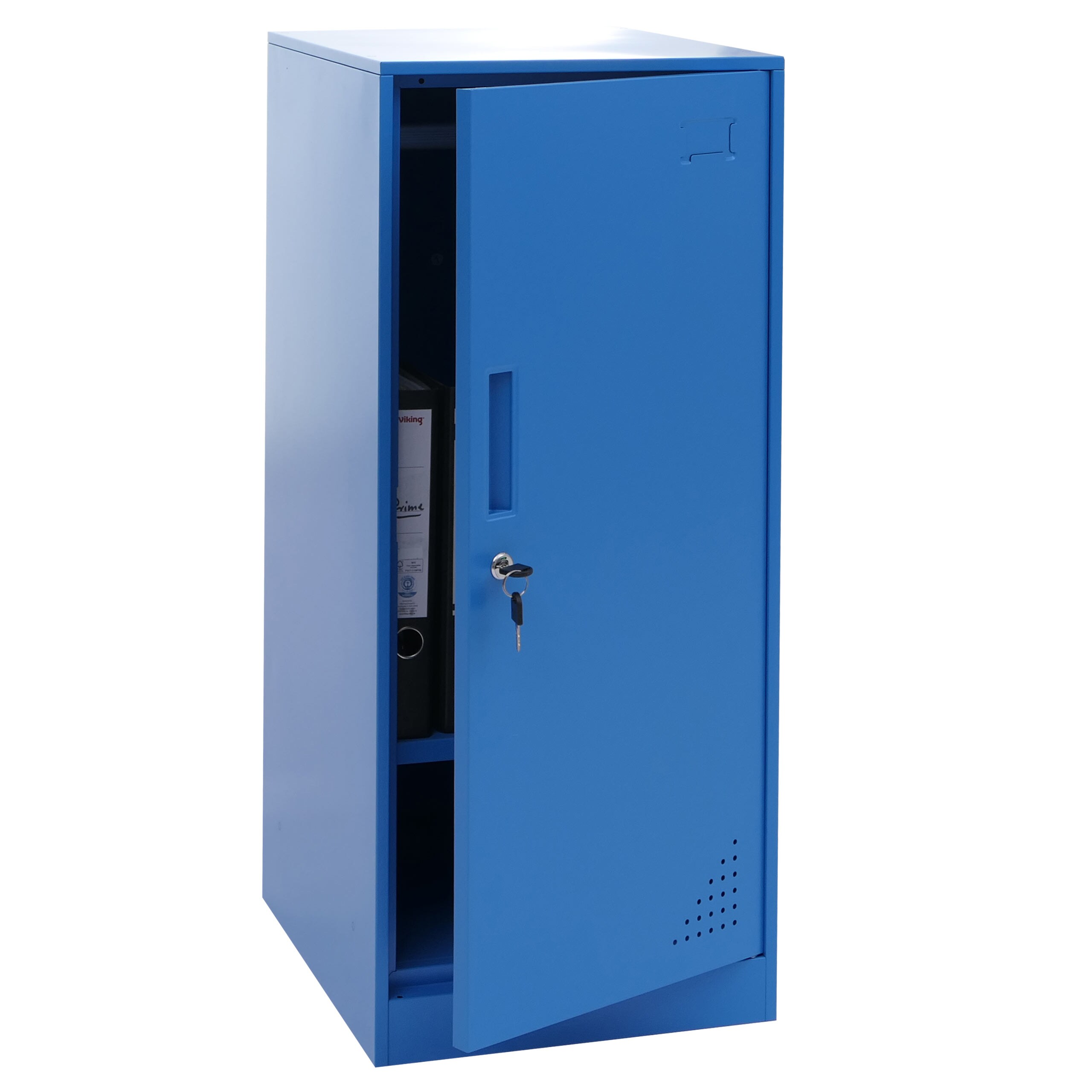 Spind MCW-P63, Schlie&szlig;fach Wertfachschrank Schlie&szlig;fachschrank T&uuml;r Kleiderstange, 90x38x45cm Stahl ~ blau 