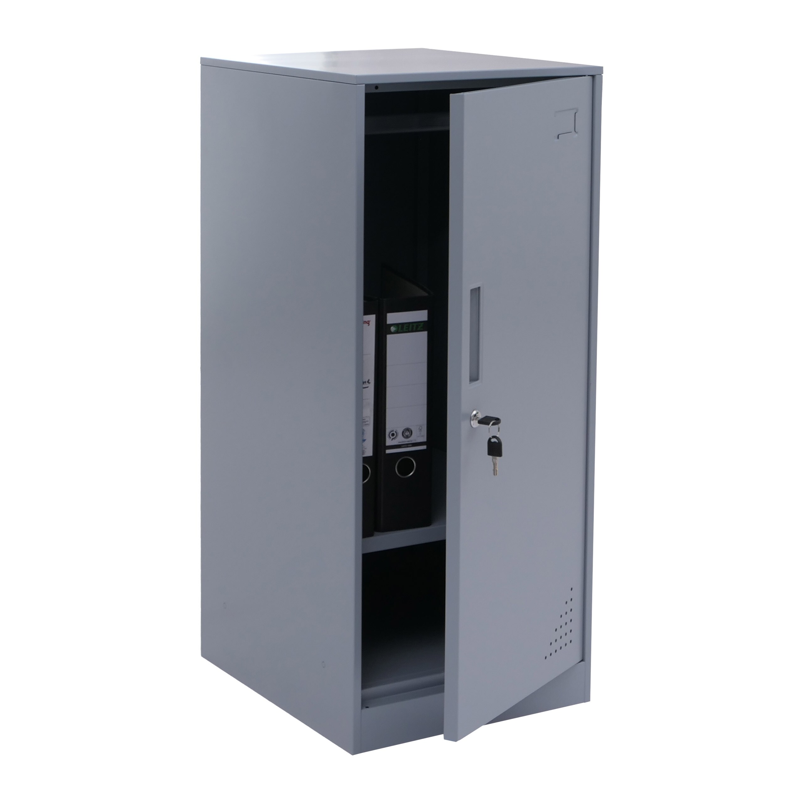 Spind MCW-P63, Schlie&szlig;fach Wertfachschrank Schlie&szlig;fachschrank T&uuml;r Kleiderstange, 90x38x45cm Stahl ~ grau 