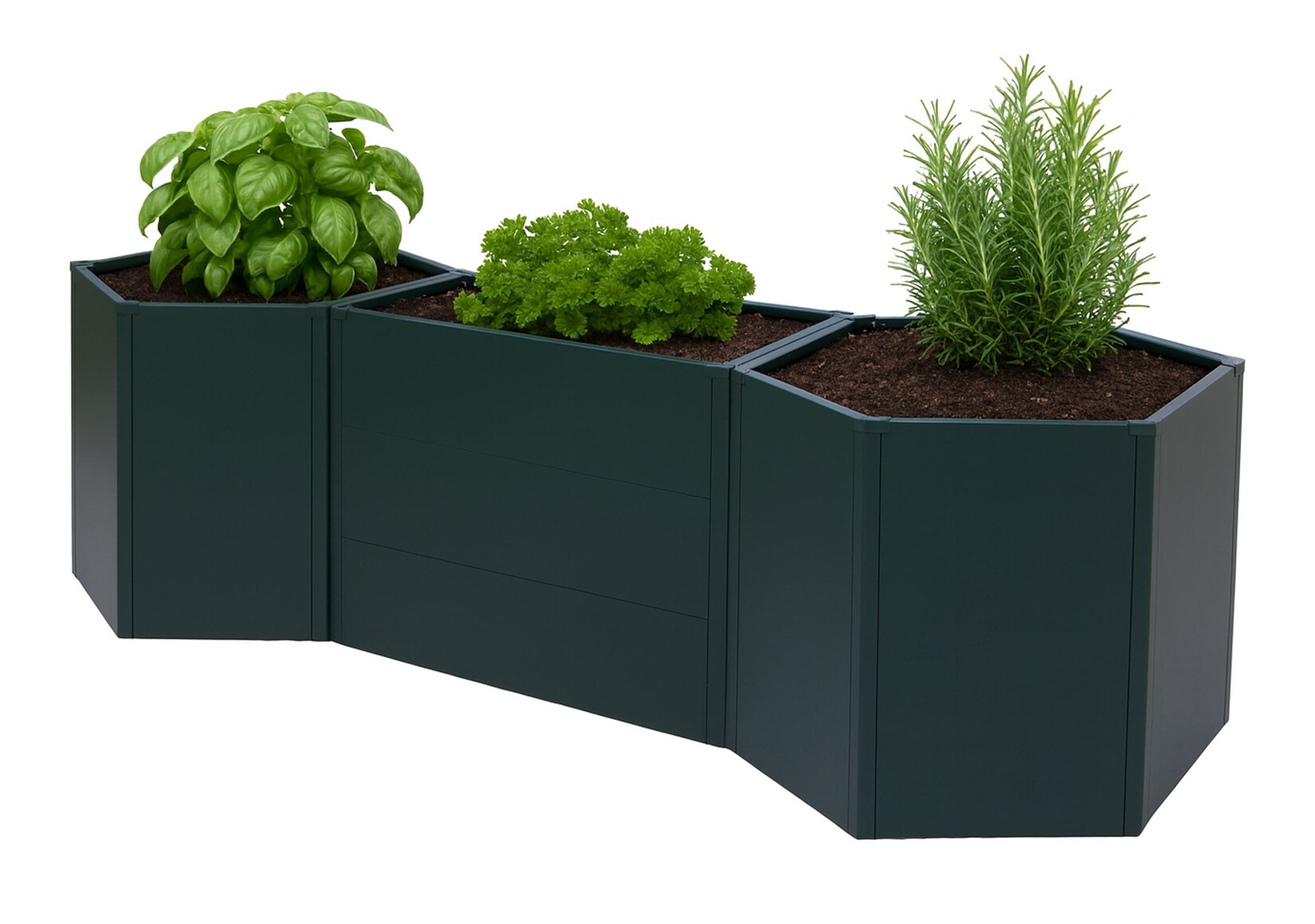 3er-Set Hochbeet -P64, Metallhochbeet Gemüse-/Pflanzbeet Blumenkasten Pflanzkübel Stahl 77x286x88cm ~ grün