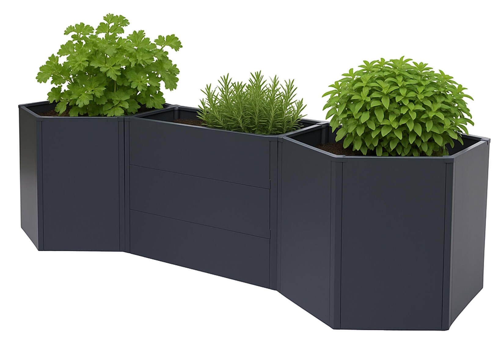 3er-Set Hochbeet -P64, Metallhochbeet Gemüse-/Pflanzbeet Blumenkasten Pflanzkübel Stahl 77x286x88cm ~ anthrazit