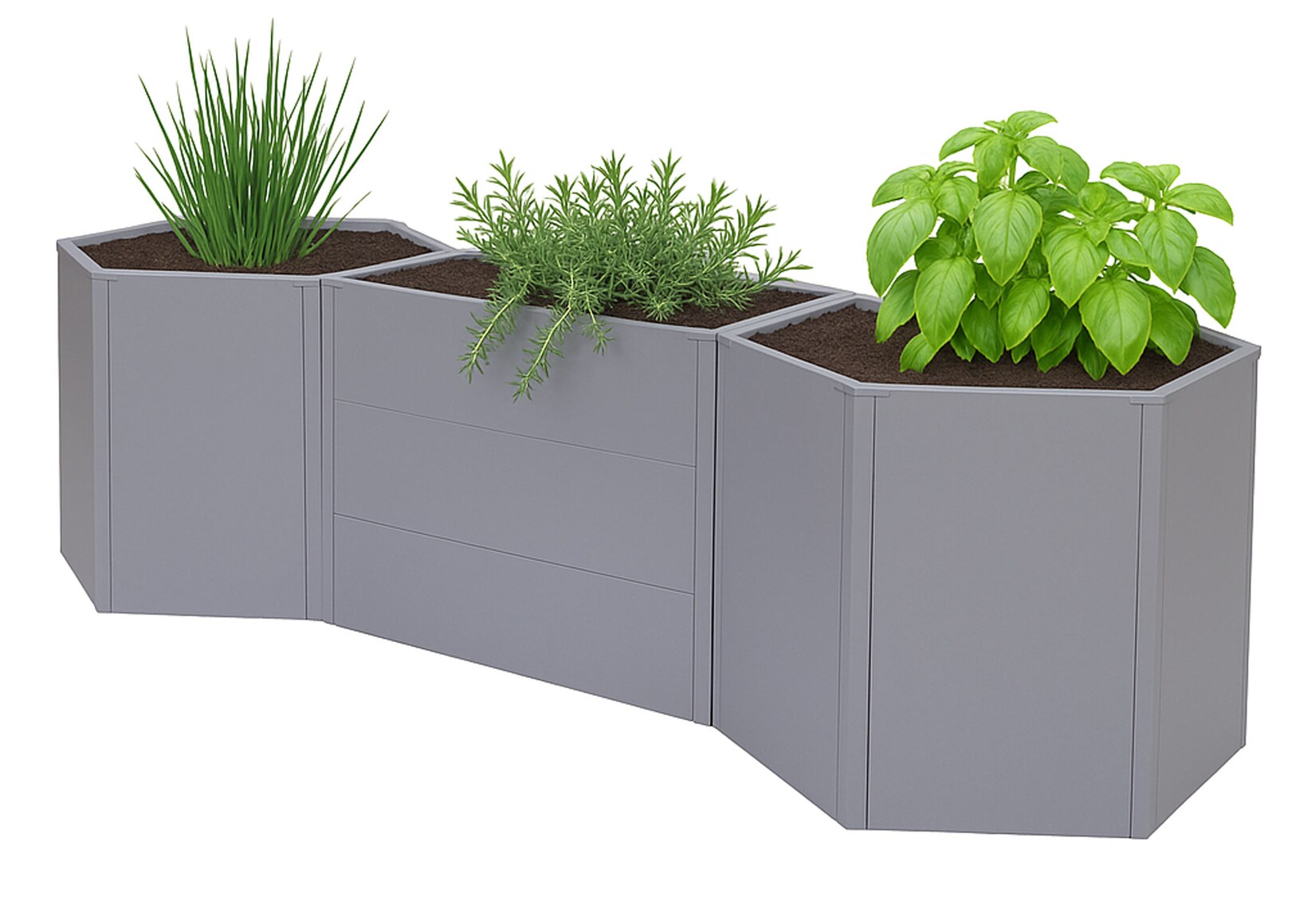 3er-Set Hochbeet -P64, Metallhochbeet Gemüse-/Pflanzbeet Blumenkasten Pflanzkübel Stahl 77x286x88cm ~ grau