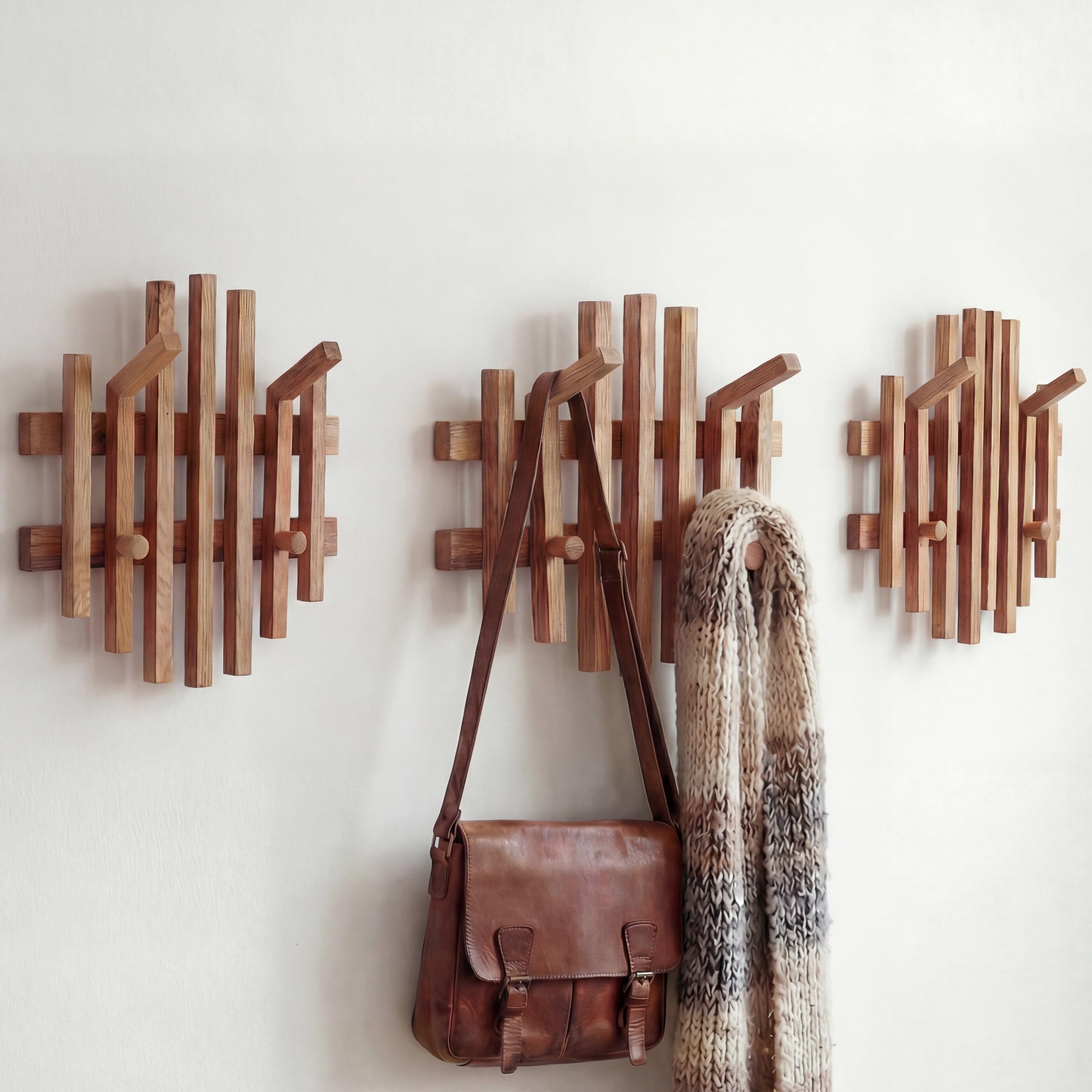 MCA 3er-Set Garderobenpaneel MCW-P57, Wandgarderobe Garderobenleiste Holzgarderobe, Massiv-Holz Eiche 