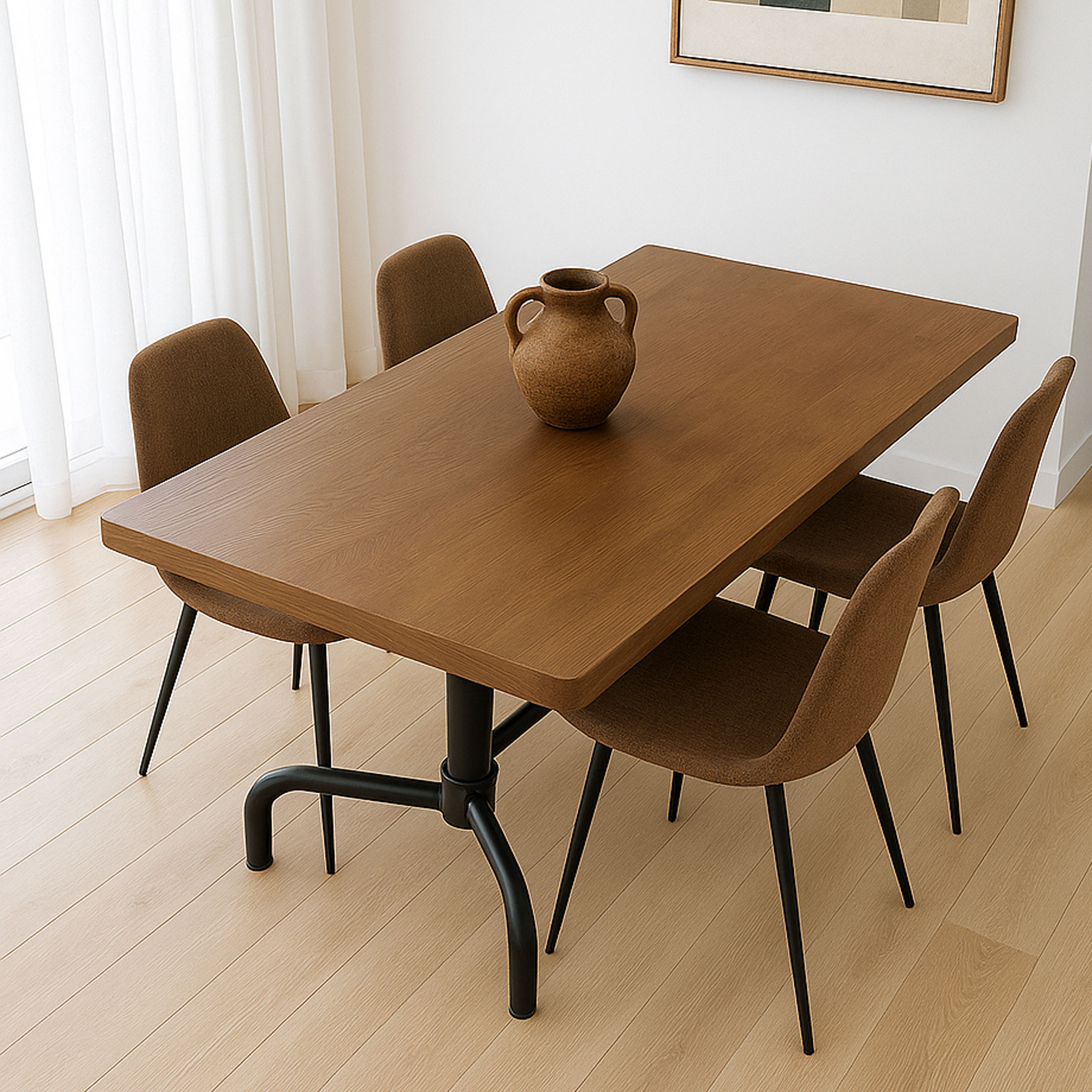 Esszimmertisch MCW-P31, Tisch Esszimmertisch, Industrial Holz 140x80cm ~ natur, schwarzes Gestell 