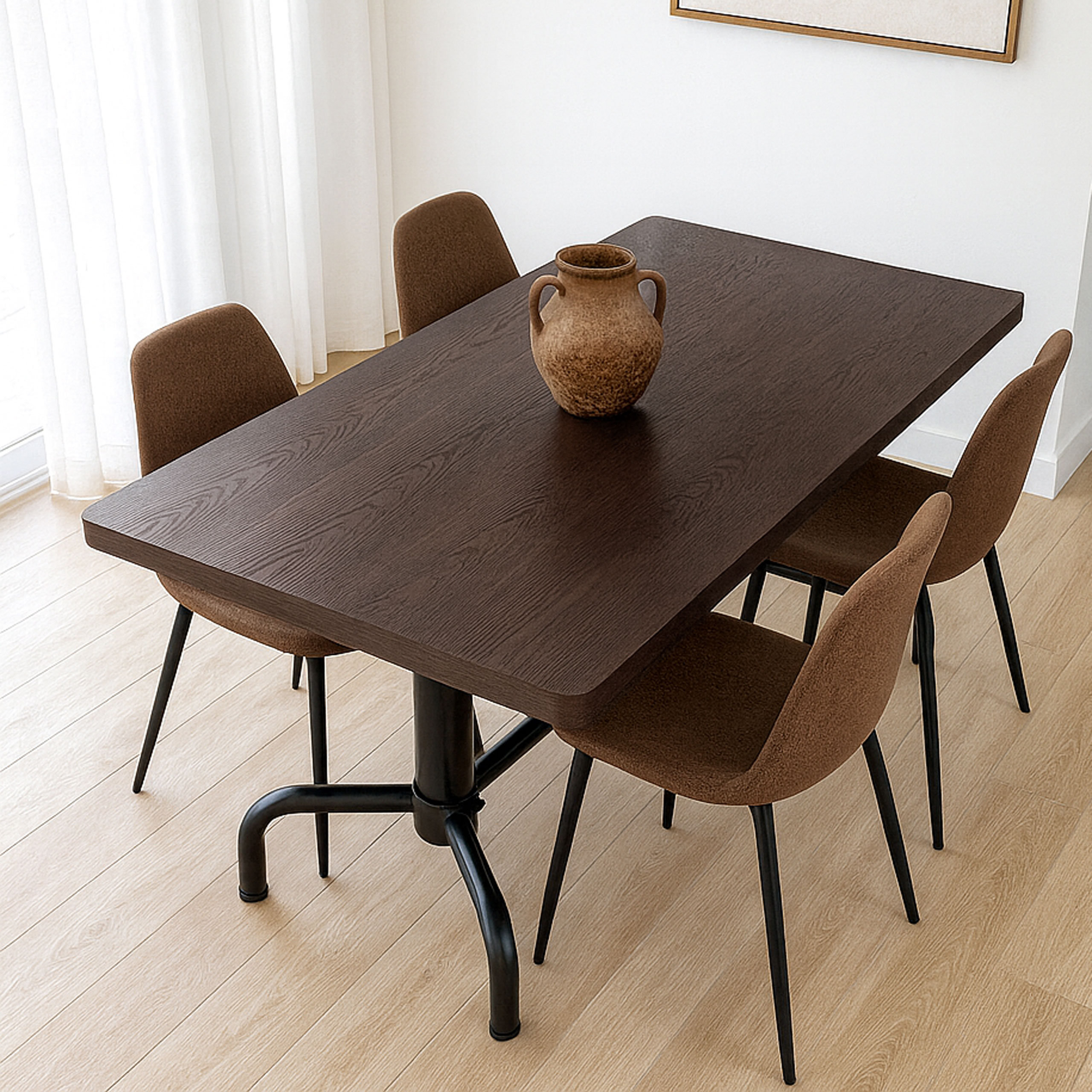 Esszimmertisch MCW-P31, Tisch Esszimmertisch, Industrial Holz 140x80cm ~ dunkel, schwarzes Gestell 